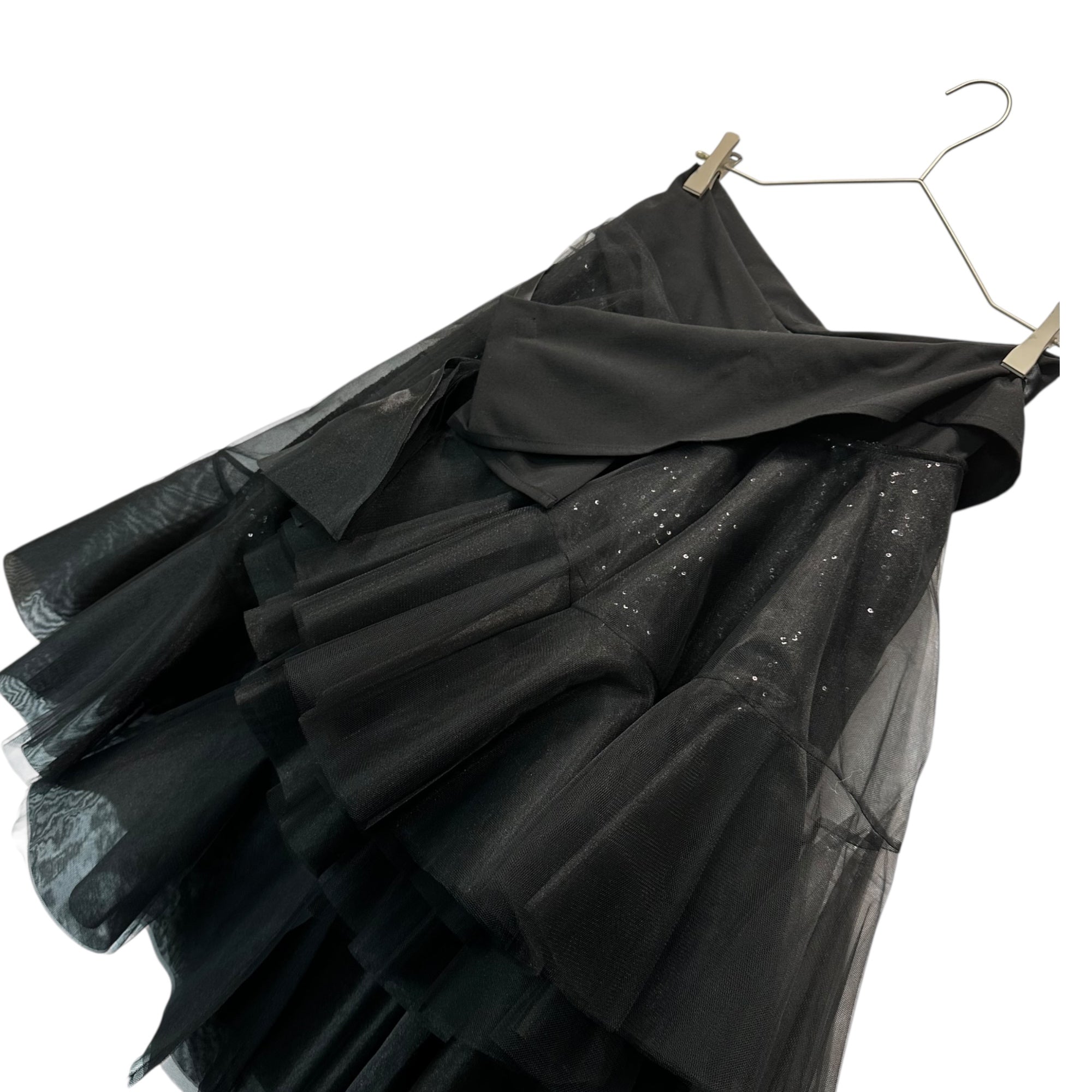 COMME des GARCONS JUNYA WATANABE(コムデギャルソンジュンヤワタナベ) 14AW Sequin-embellished tulle layered skirt スパンコール装飾 チュール レイヤード スカート JN-S014 S ブラック AD2014
