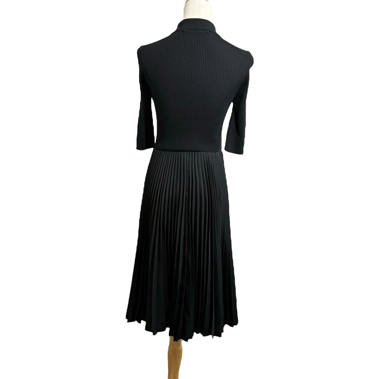 PRADA(プラダ) 20SS Chest logo knit polo pleated dress 胸ロゴ ニットポロ プリーツ切替 ワンピース  P3E34 38(M～L) ブラック