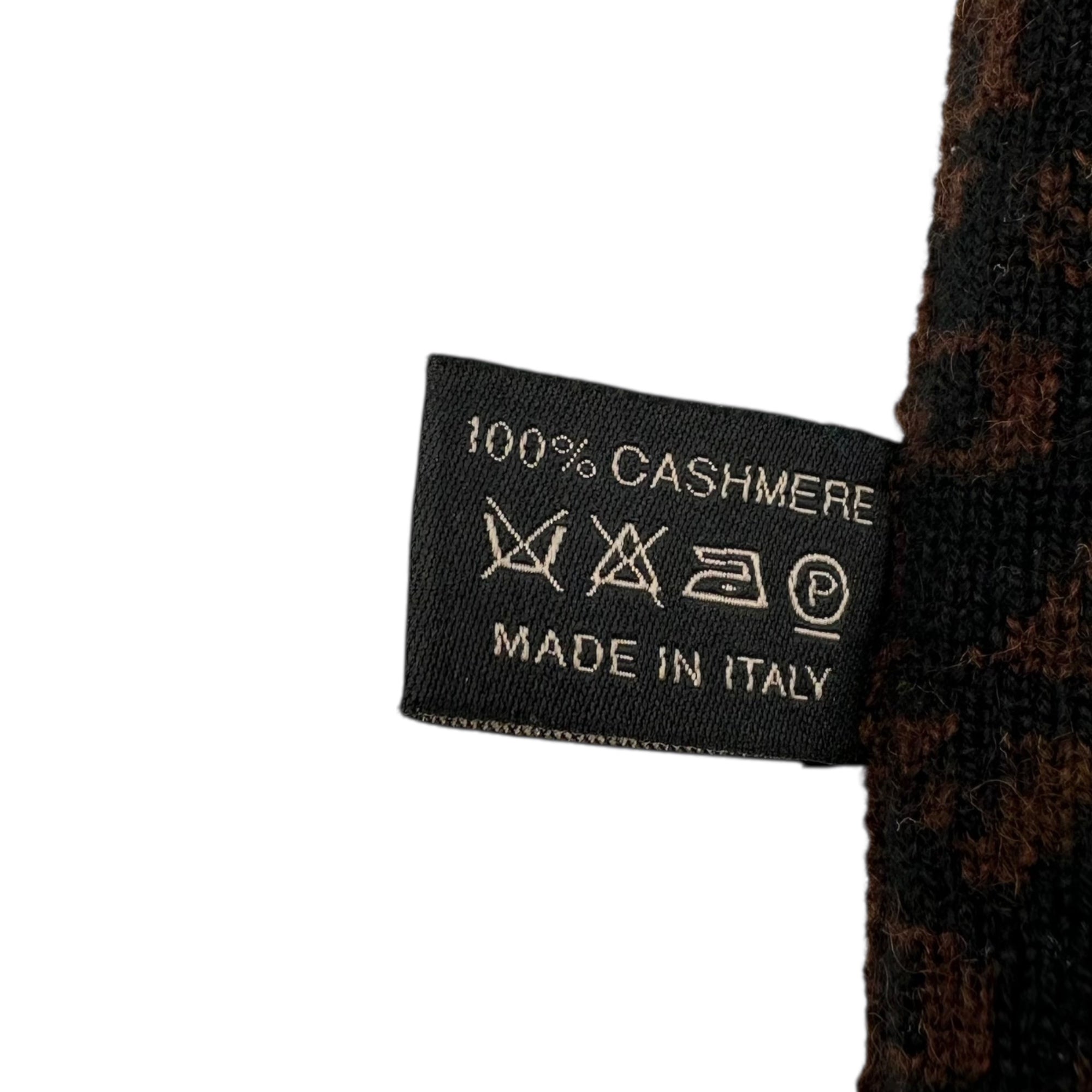 BVLGARI(ブルガリ) Logo All-Over Cashmere Neck Warmer ロゴ 総柄 カシミア ネックウォーマー ブラウン×ブラック