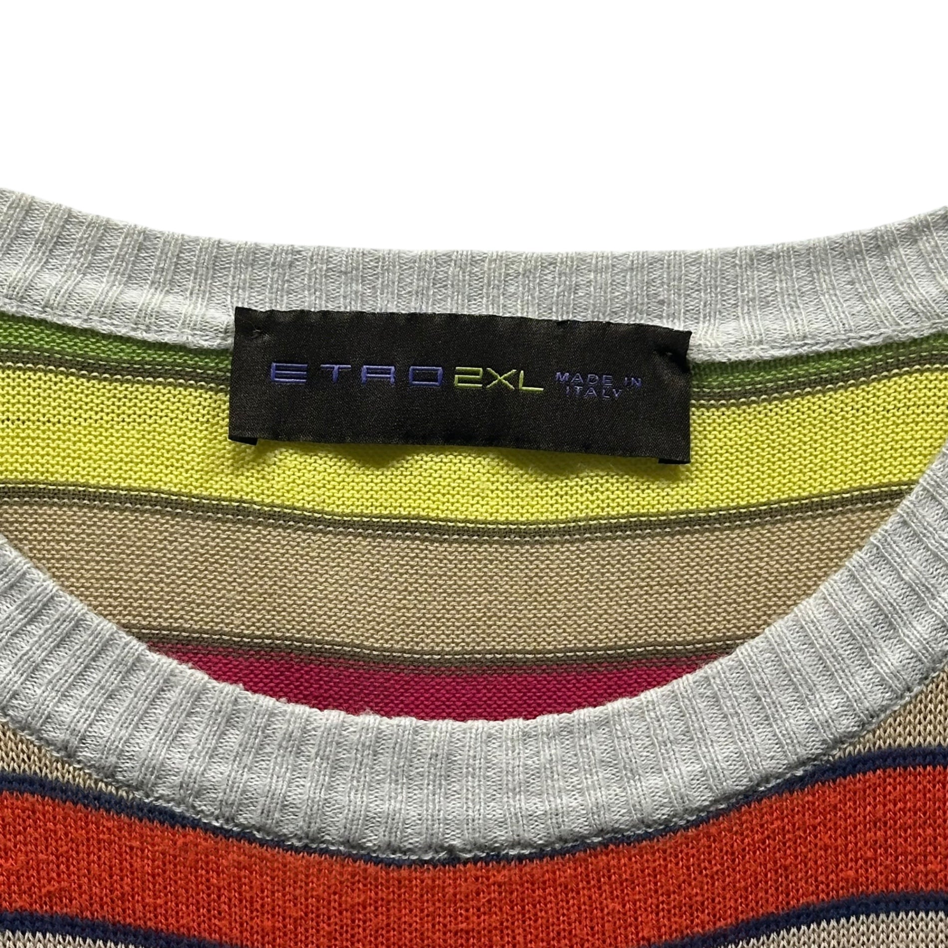 ETRO(エトロ) Multi-Border Crew Neck Knit マルチボーダー クルーネック ニット 2XL マルチカラー
