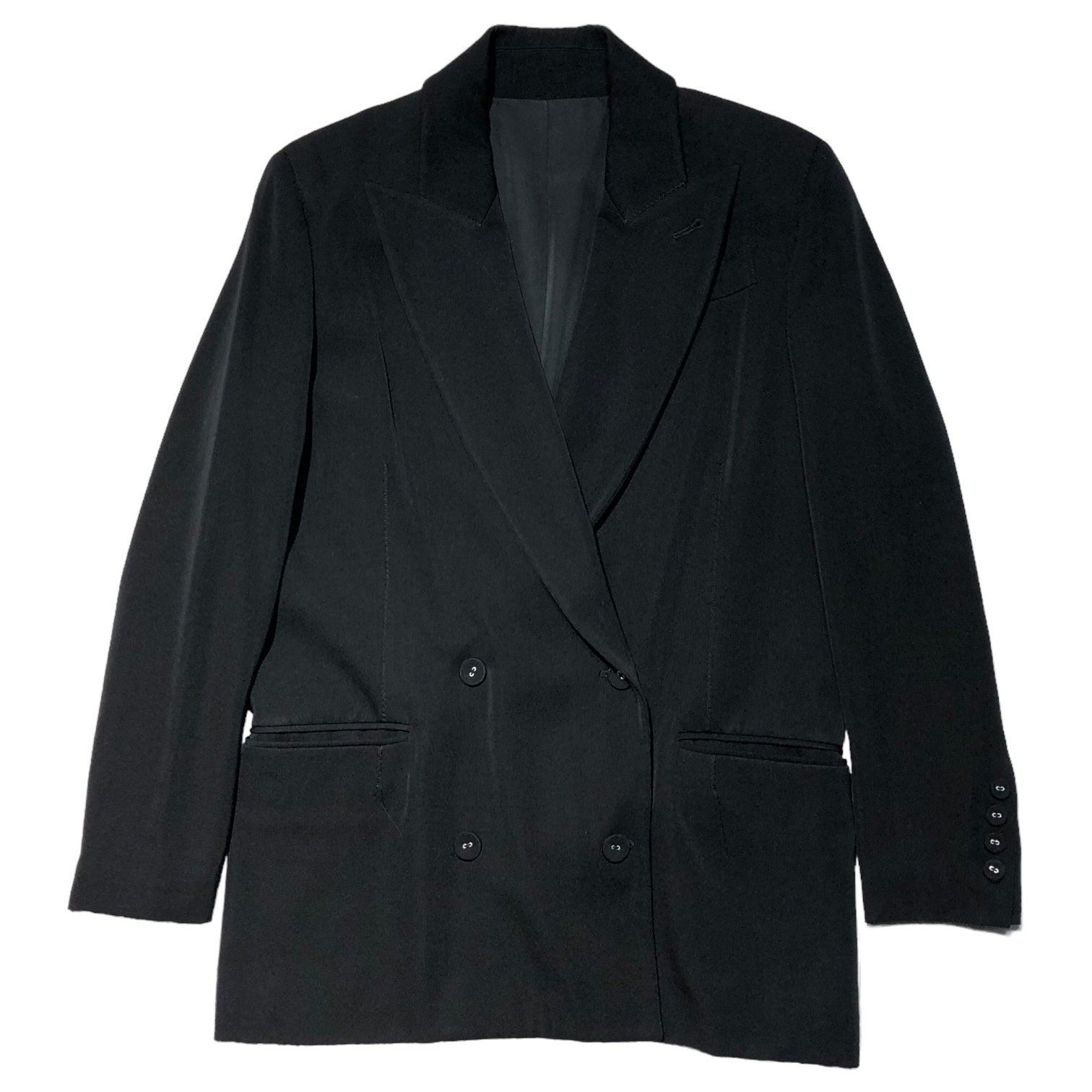 Jean Paul GAULTIER FEMME(ジャンポールゴルチエファム) 90's Big lapel design double jacket setup ビッグ ラペル デザイン ダブル ジャケット セットアップ 40(L程度) ブラック スーツ アーカイブ