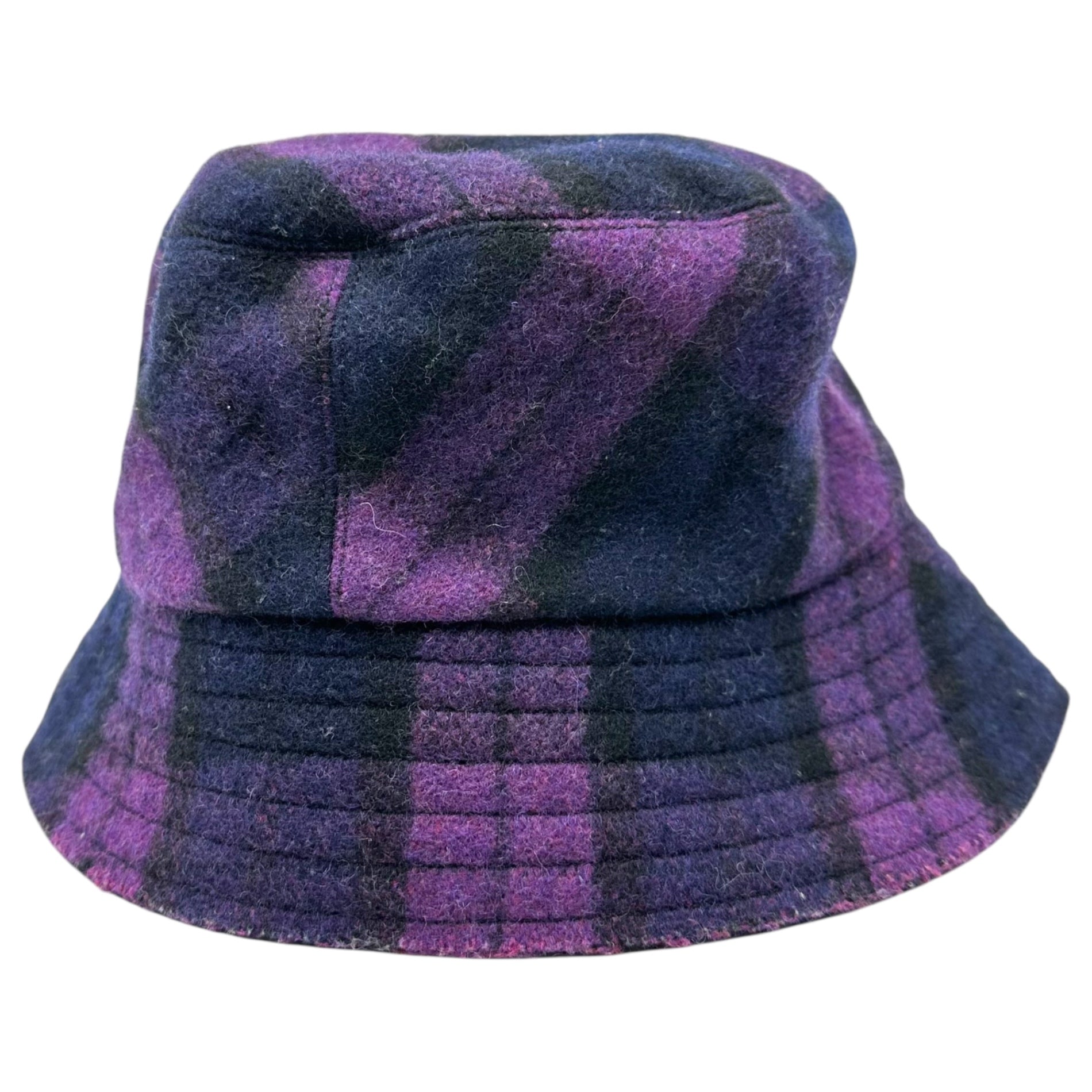 Vivienne Westwood(ヴィヴィアンウエストウッド) Orb Button Decorative Check Felt Hat オーブボタン 装飾 チェック フェルト ハット パープル×ブラック