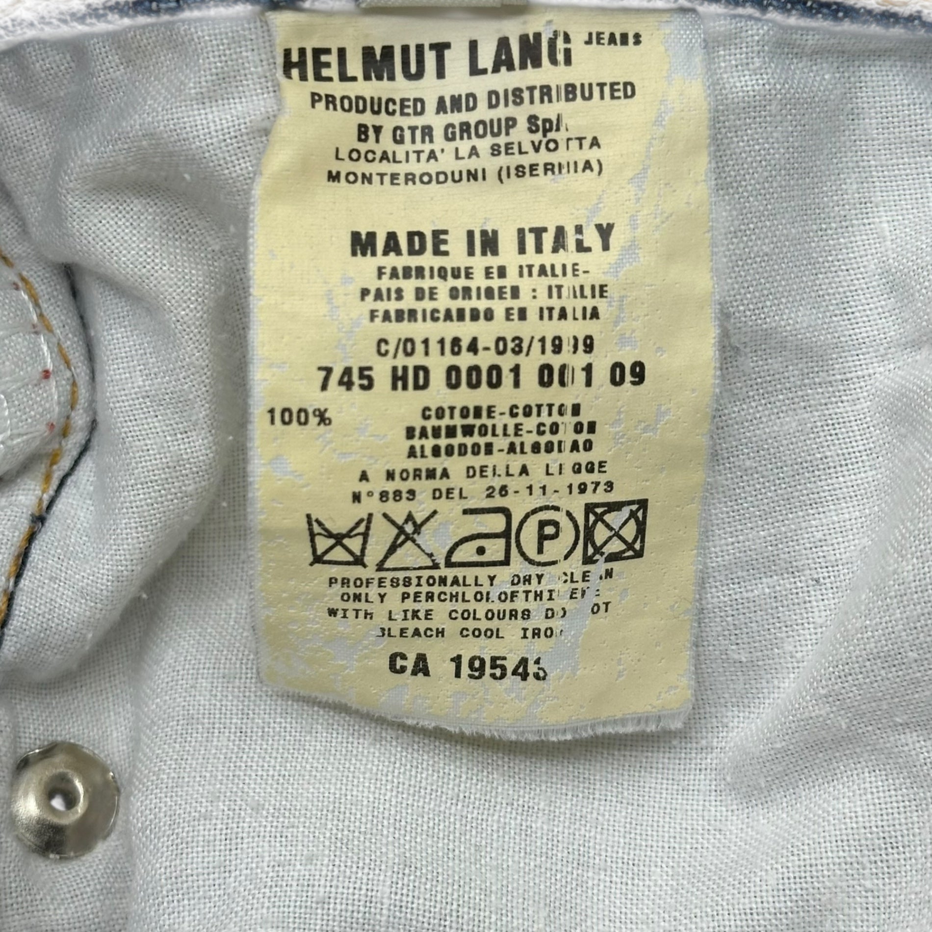 HELMUT LANG(ヘルムートラング) 1999 ARCHIVE CLASSIC RAW DENIM PANTS - ITALIAN CUT 本人期 アーカイブ クラシック デニム パンツ 27 インディゴ 90's 90年代 イタリアン カット
