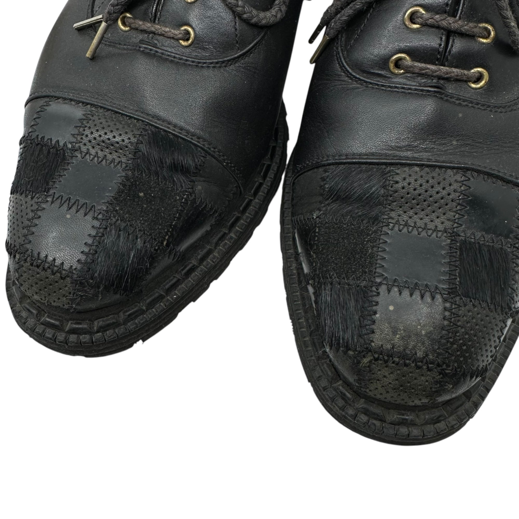 JOLI(ジョリ) Toe plaid craft leather shoes チェックトゥ クラフトレザーシューズ 4(27～28.0cm程度) ブラック ソール減り、使用感有