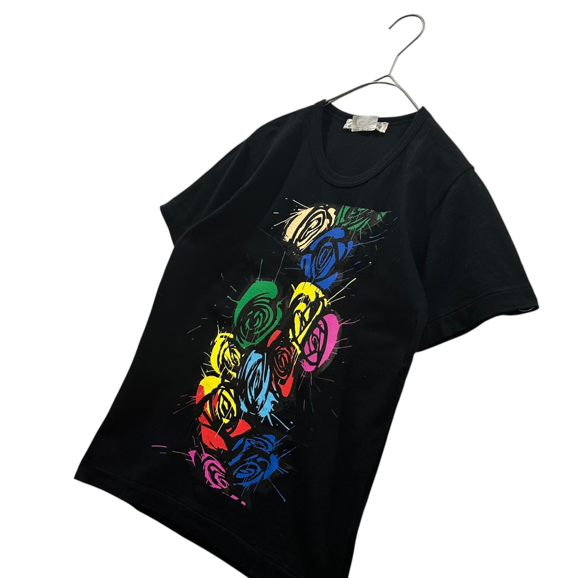 COMME des GARCONS(コムデギャルソン) 2015SS Rose Graphic Print S/S T-Shirt 薔薇 グラフィック プリント 半袖 Tシャツ GO-T042 XS ブラック×マルチカラー AD2015