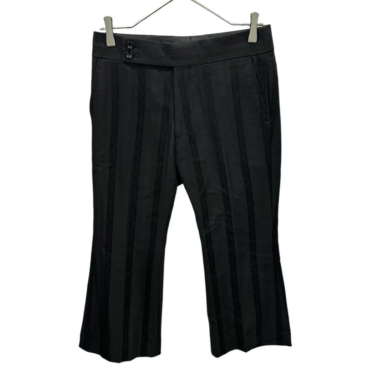 COMME des GARCONS(コムデギャルソン) 2000AW Cotton-Wool Geometric-Striped Straight-Leg Slacks コットン ウール 幾何学 ストライプ ストレート スラックス GP-04006S S ブラック AD2000 00s アーカイブ