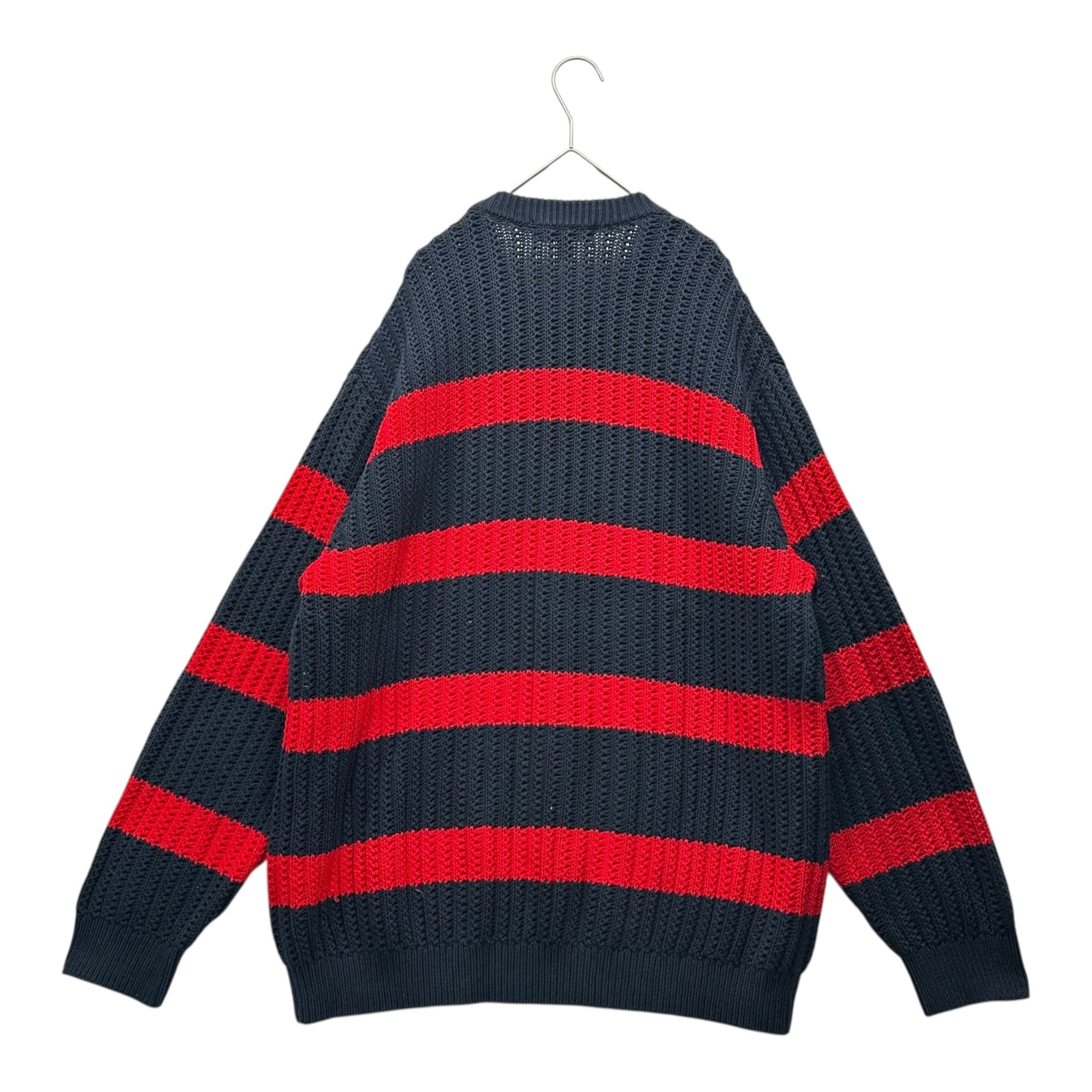 SUPREME(シュプリーム) 25SS Loose Gauge Stripe Small Box Sweater ルーズ ゲージ ストライプ スモール ボックス セーター M ネイビー×レッド ボーダー ニット ロゴ