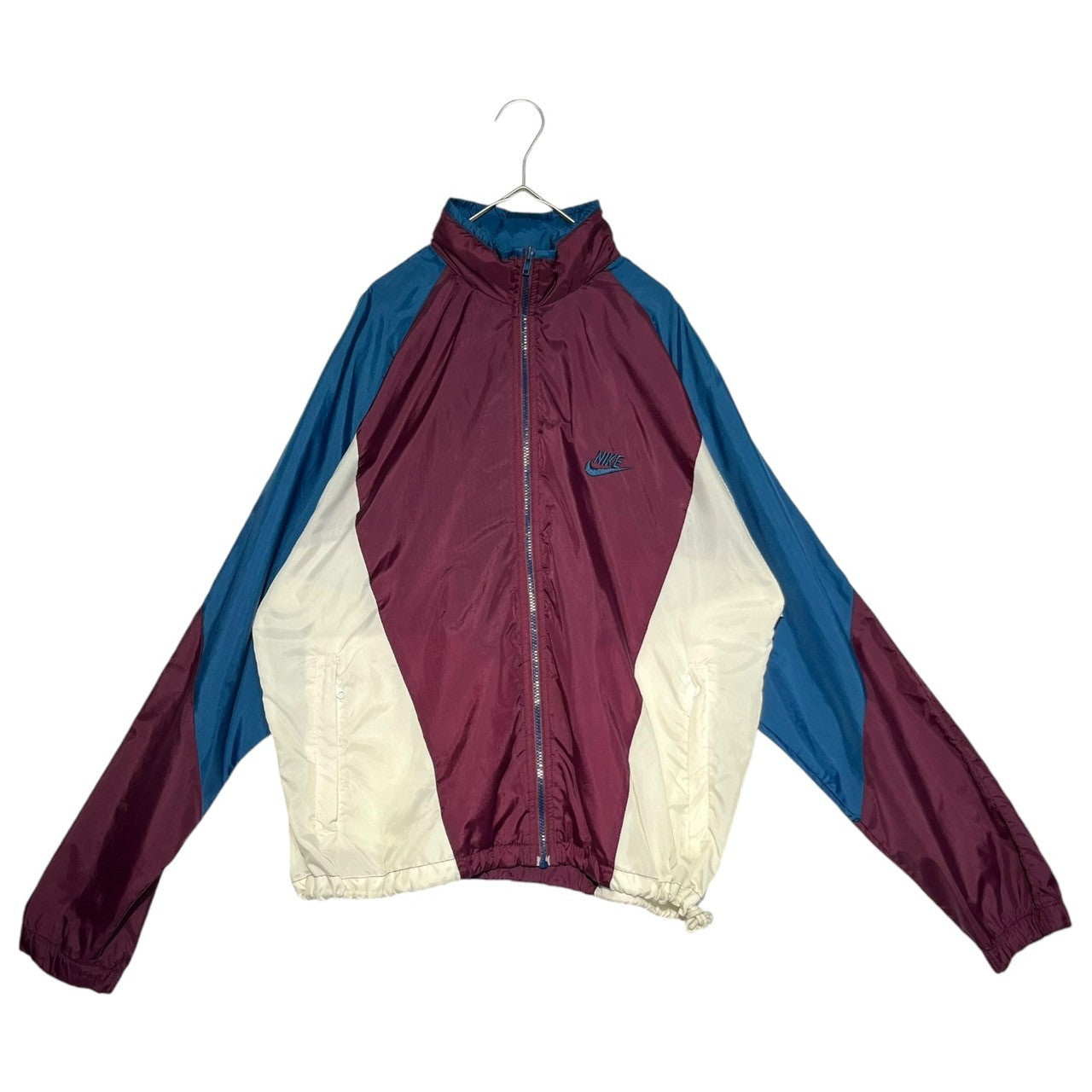 NIKE(ナイキ) 90's Nylon track jacket ナイロン トラック ジャケット S ボルドー×ブルー 銀タグ 90年代 パーカー