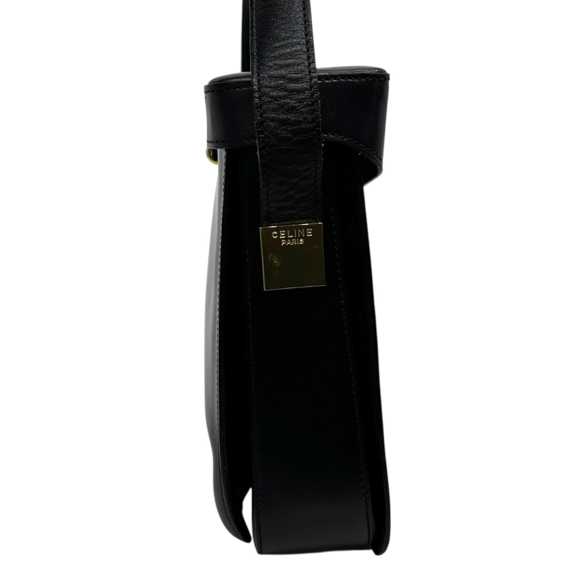 CELINE(セリーヌ) 00's Vintage Big Circle Logo Shoulder bag ヴィンテージ ビッグ サークル ロゴ ショルダー バッグ F/01 ブラック×ゴールド