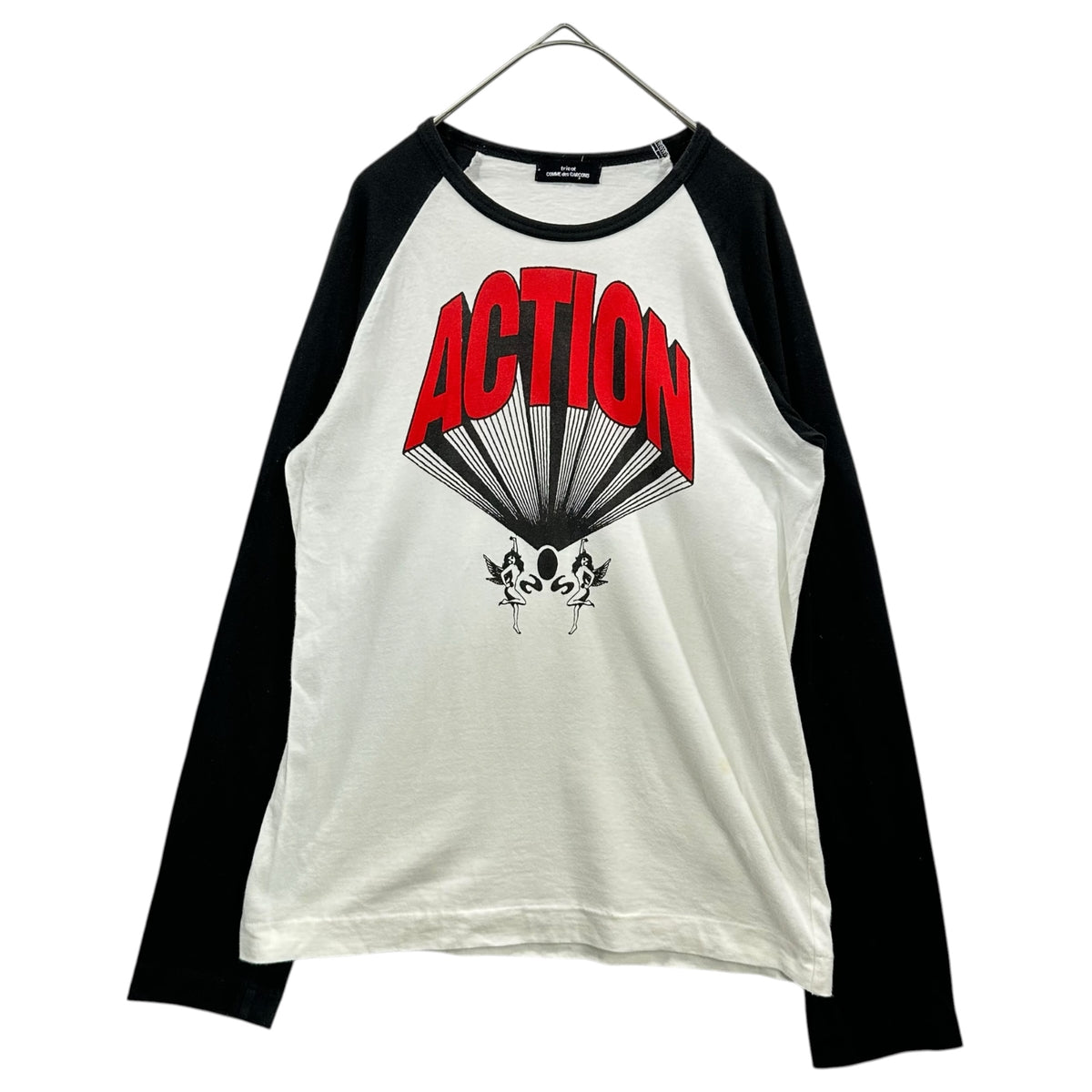 tricot COMME des GARCONS(トリココムデギャルソン) 2005SS Action Graphic Long Sleeve Raglan T-Shirt グラフィック 長袖 ラグラン 表記消(M程度) ホワイト×ブラック×レッド 2000's