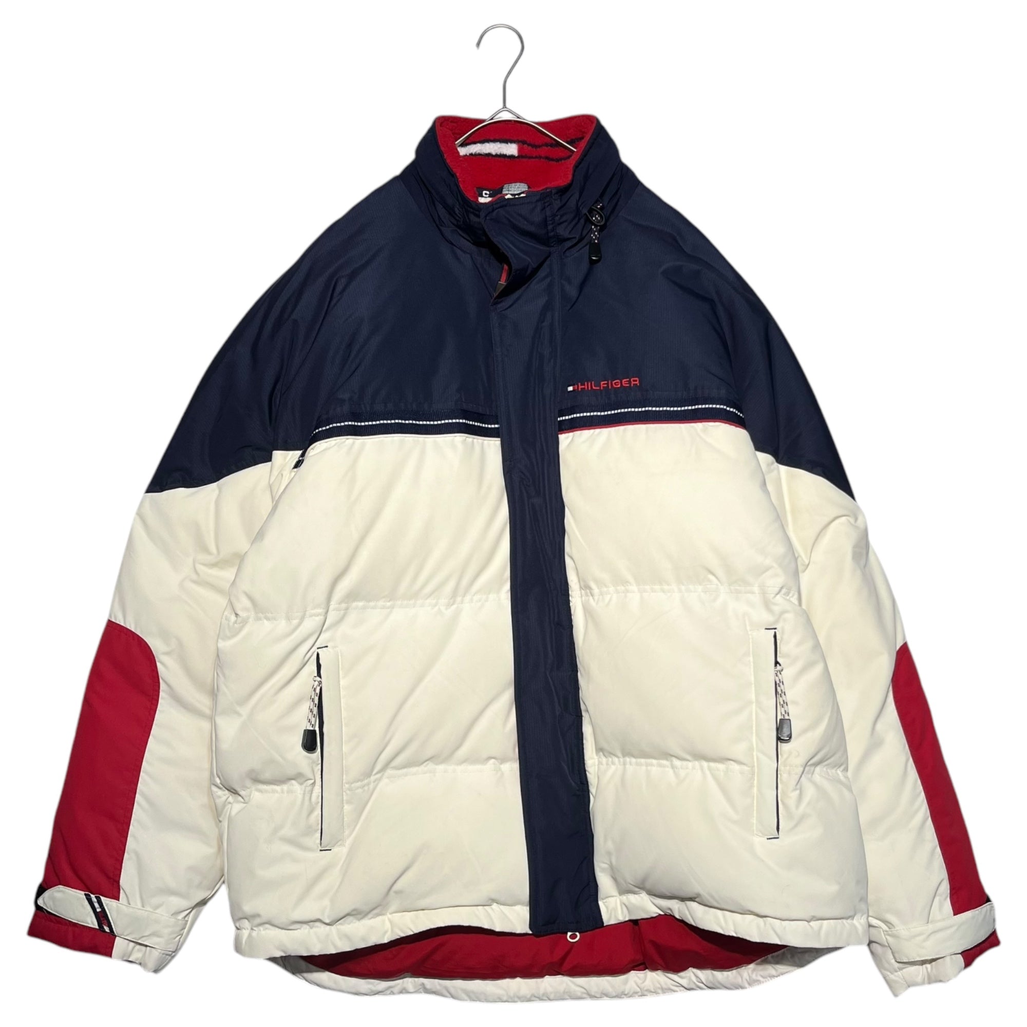 TOMMY HILFIGER(トミーヒルフィガー) Trico color down jacket トリコカラー ダウン ジャケット 0513794 XL ホワイト×ネイビー×レッド