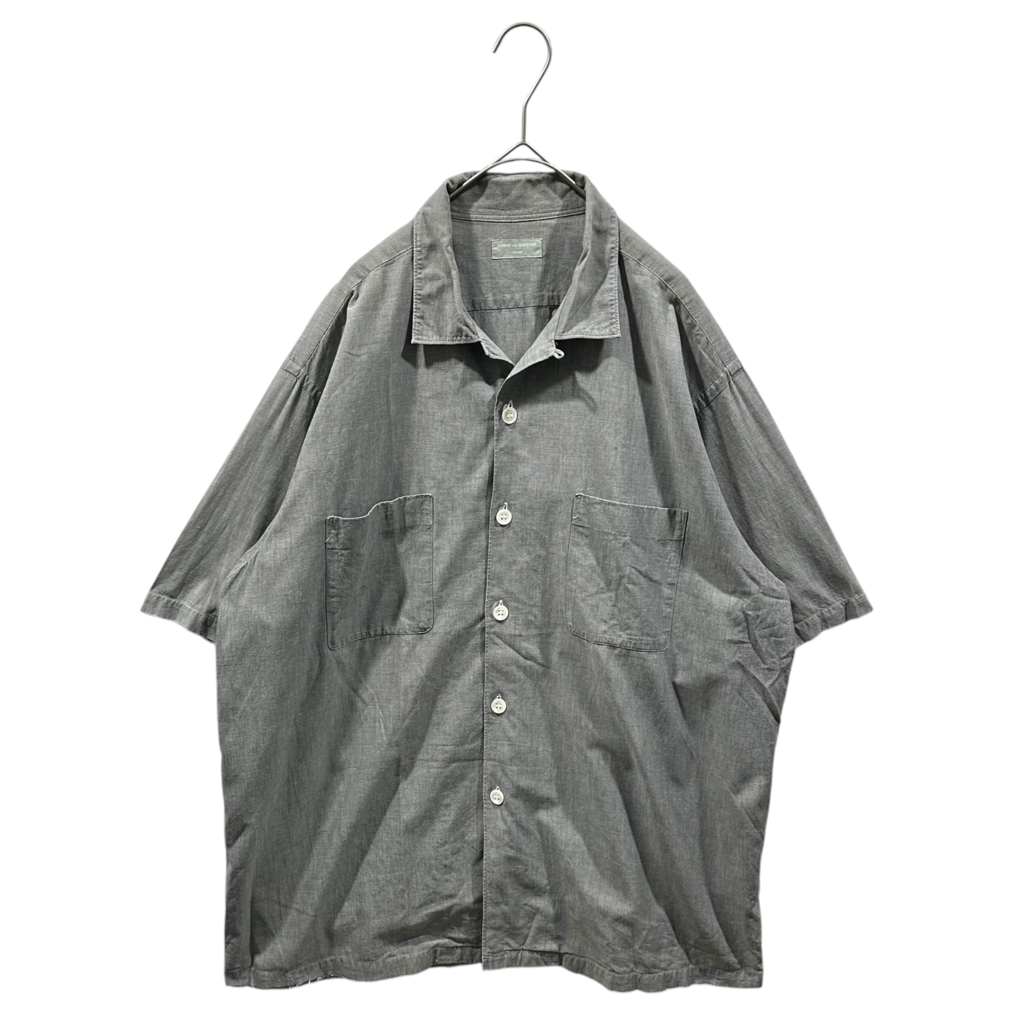 COMME des GARCONS HOMME(コムデギャルソンオム) 80's~90's Open-collar S/S Shirt オープンカラー 半袖 シャツ 表記無(L程度) ライトグレー 80年代～90年代 田中オム