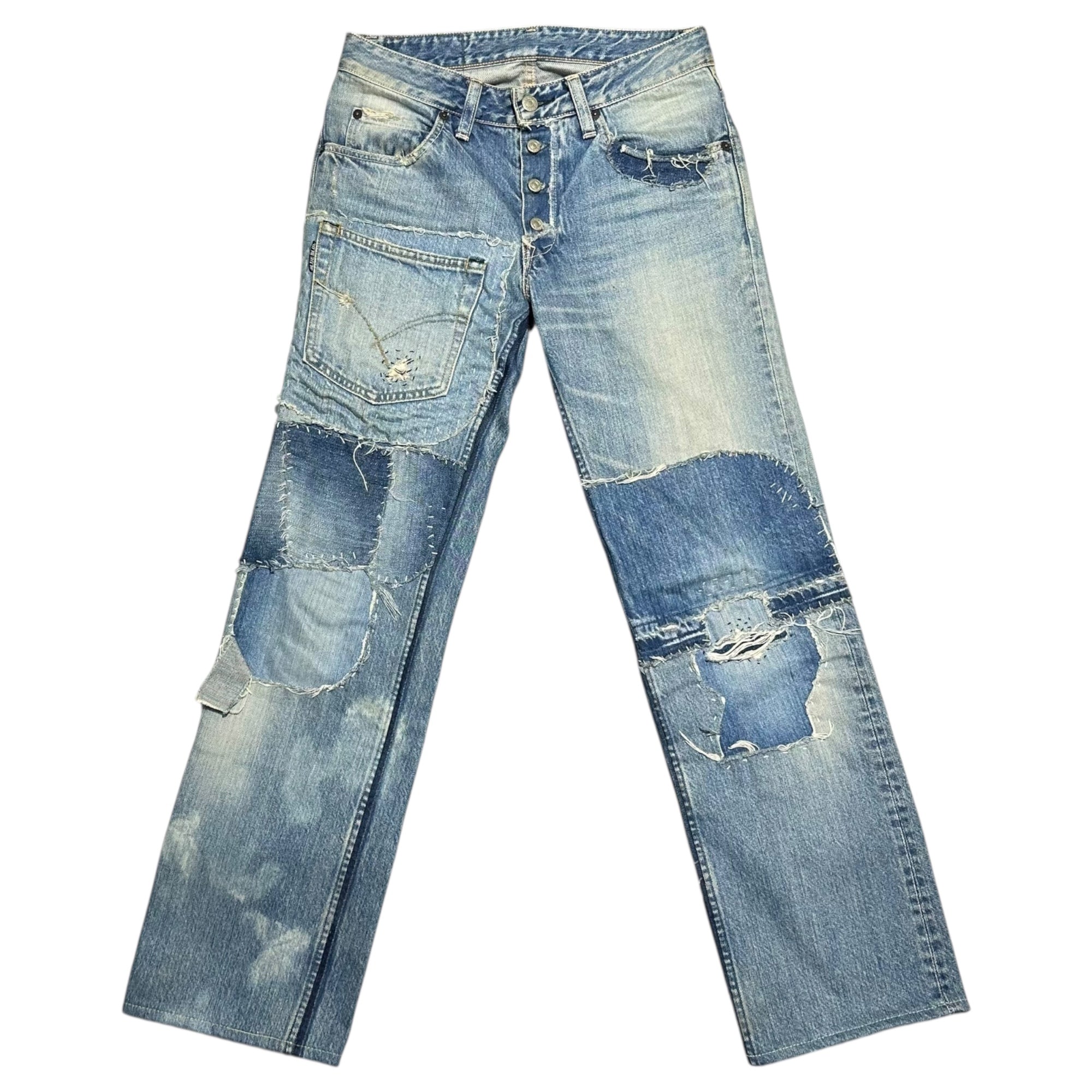 BLUE BLUE(ブルーブルー) Patchwork Remake Denim Pants パッチワーク リメイク デニム パンツ 29 ライトインディゴ 著名人着用 1点物 刺し子
