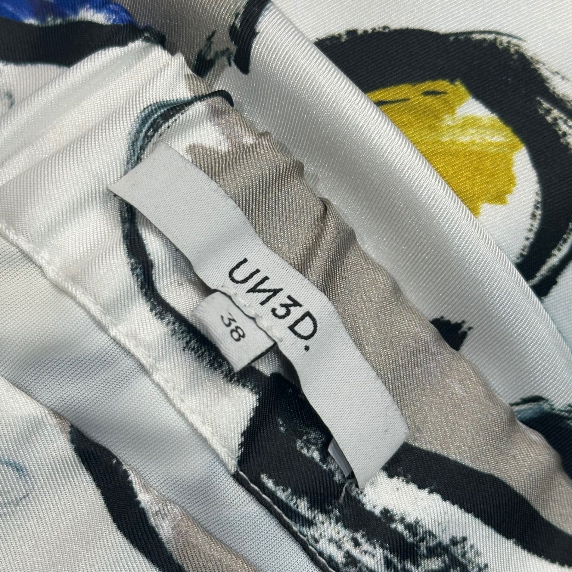 UN3D.(アンスリード) Skirt with ribbon decorative paint and graphic print リボン 装飾 ペイント グラフィック スカート 522140800001-01 38(M程度) ホワイト×マルチカラー
