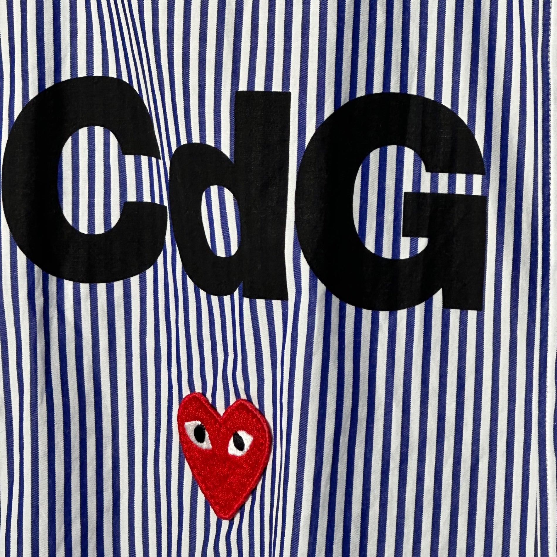 PLAY COMME des GARCONS(プレイコムデギャルソン) 21SS CDG X Play Blouse Stripe CDG プレイ ストライプ ブラウス シャツ AE-B101 L ブルー AD2020 DSMG取扱