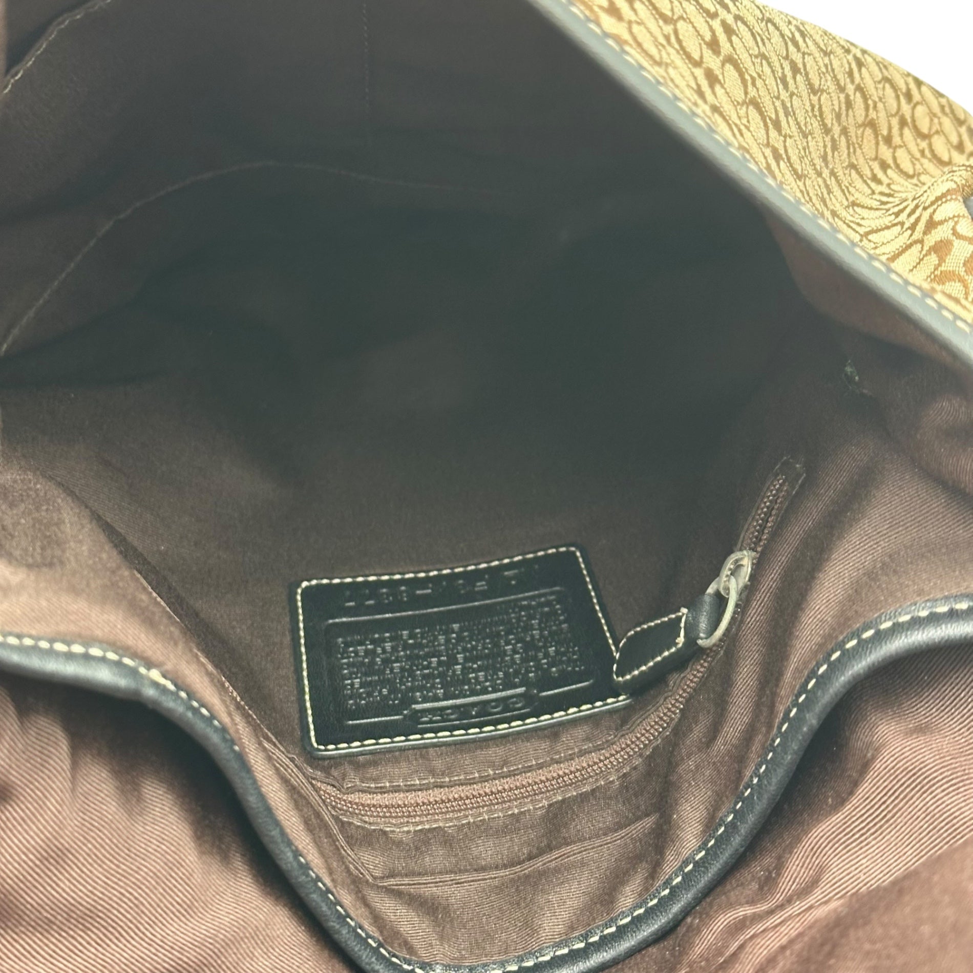 COACH(コーチ) Signature Shoulder Bag シグネチャー ショルダー バッグ 6377 ベージュ×ブラック ワンショルダー