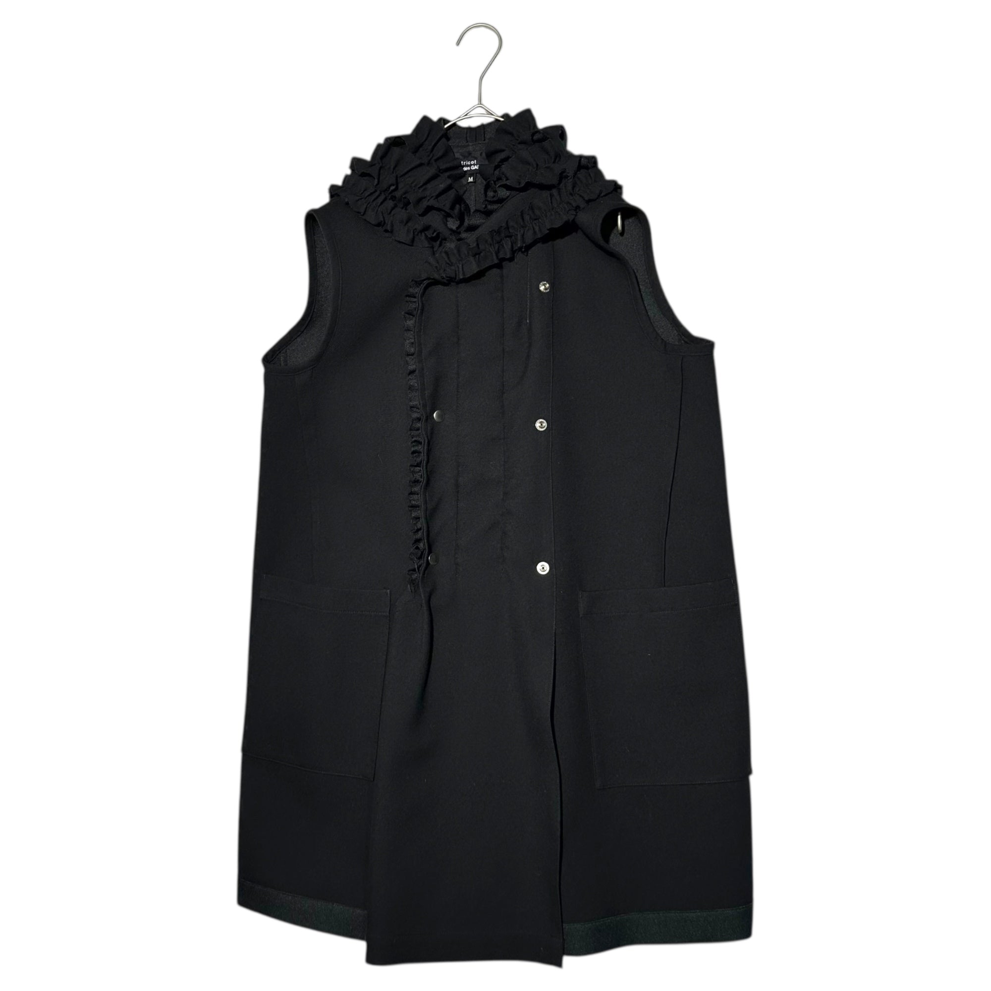 tricot COMME des GARCONS(トリココムデギャルソン) 19AW Sleeveless Ruffled Coat スリーブレス フリル コート TD-V004 M ブラック AD2019