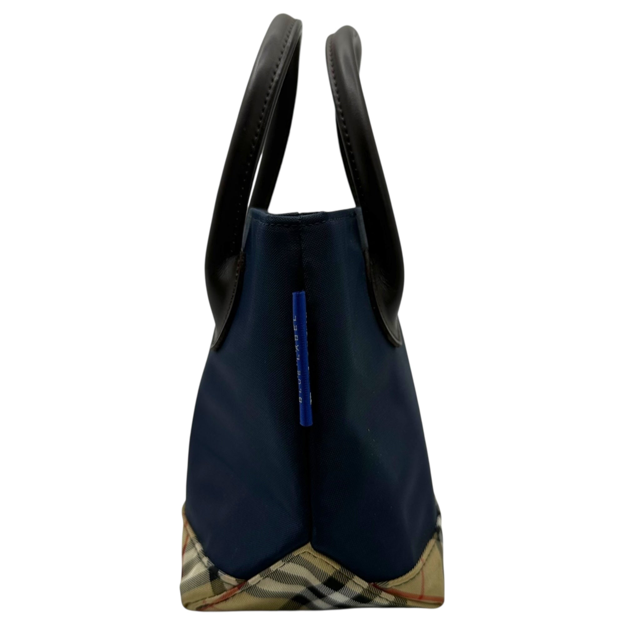 Burberry’s(バーバリーズ) Mini boat-shaped tote bag ミニ 舟形 トート バッグ ハンドバッグ ネイビー×ベージュ