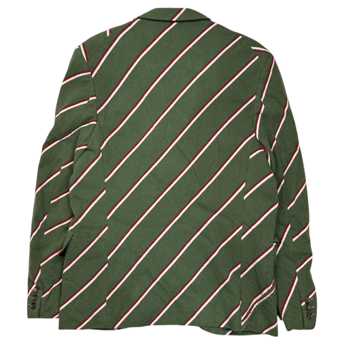 COMME des GARCONS HOMME PLUS EVER GREEN(コムデギャルソンオムプリュスエバーグリーン) 2006AW Diagonal-Striped Wool Tailored Jacket 斜めストライプ ウール テーラード ジャケット PR-J205 S グリーン×ホワイト×レッド AD2006 アーカイブ