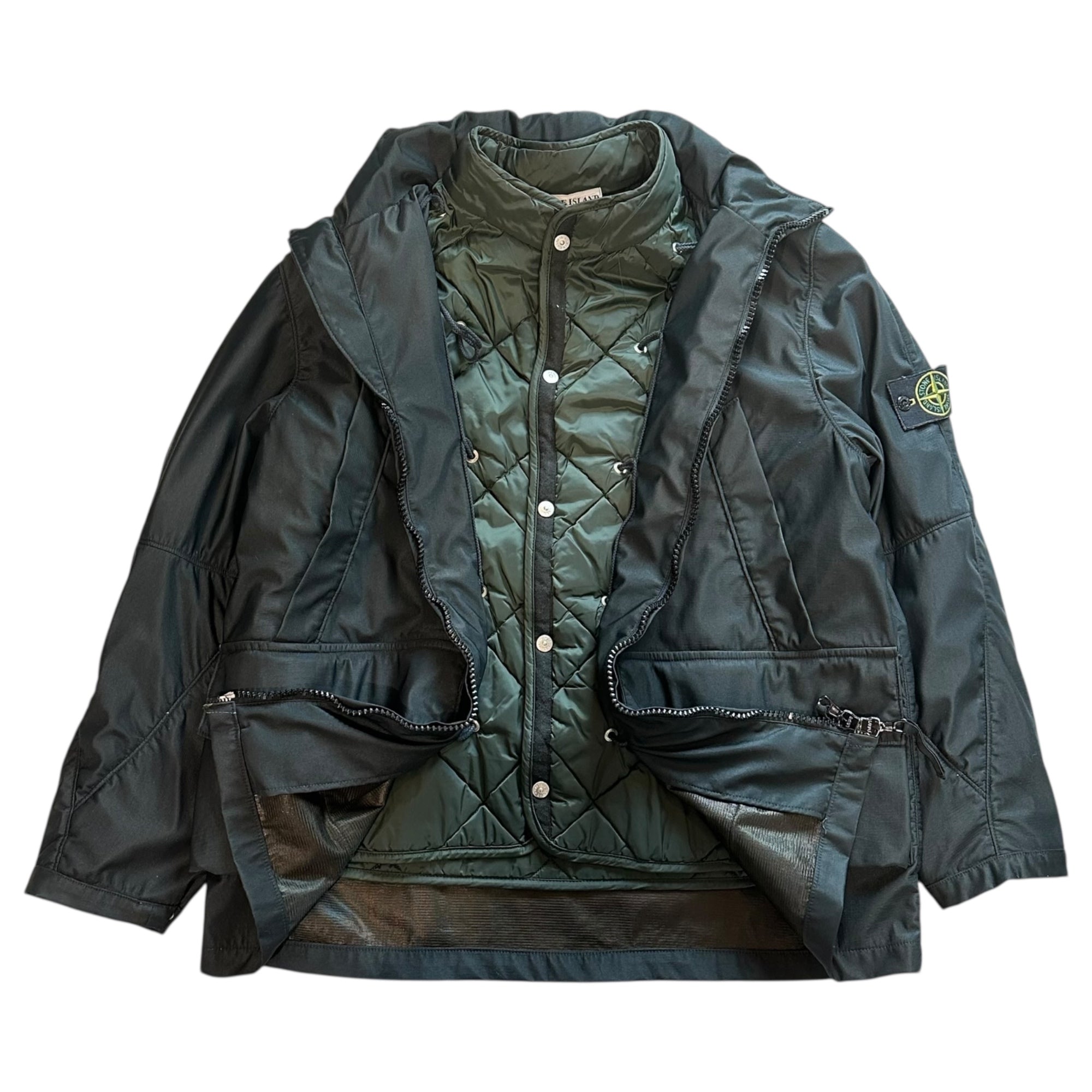 STONE ISLAND(ストーンアイランド) 2000AW 3WAY Nylam Jacket ナイラム ジャケット ライナー付 33154Q42/A M ブラック 00's マウンテンパーカー キルティング 稀少品 アーカイブ