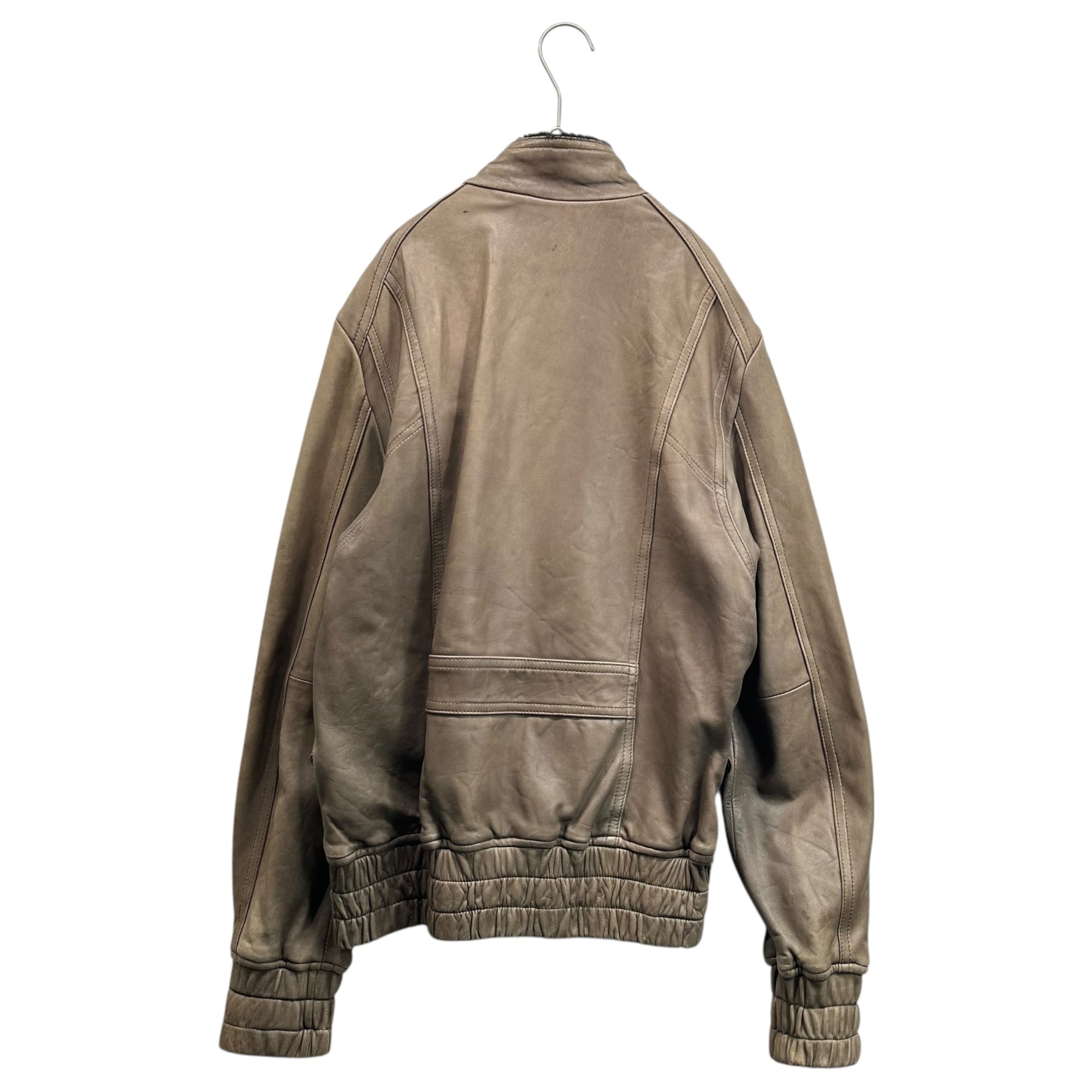 5351 POUR LES HOMMES(5351プールオム ) Zip-Up Single-Breasted Lamb Leather Jacket ジップアップ シングル ラムレザー ジャケット 4 ブラウン