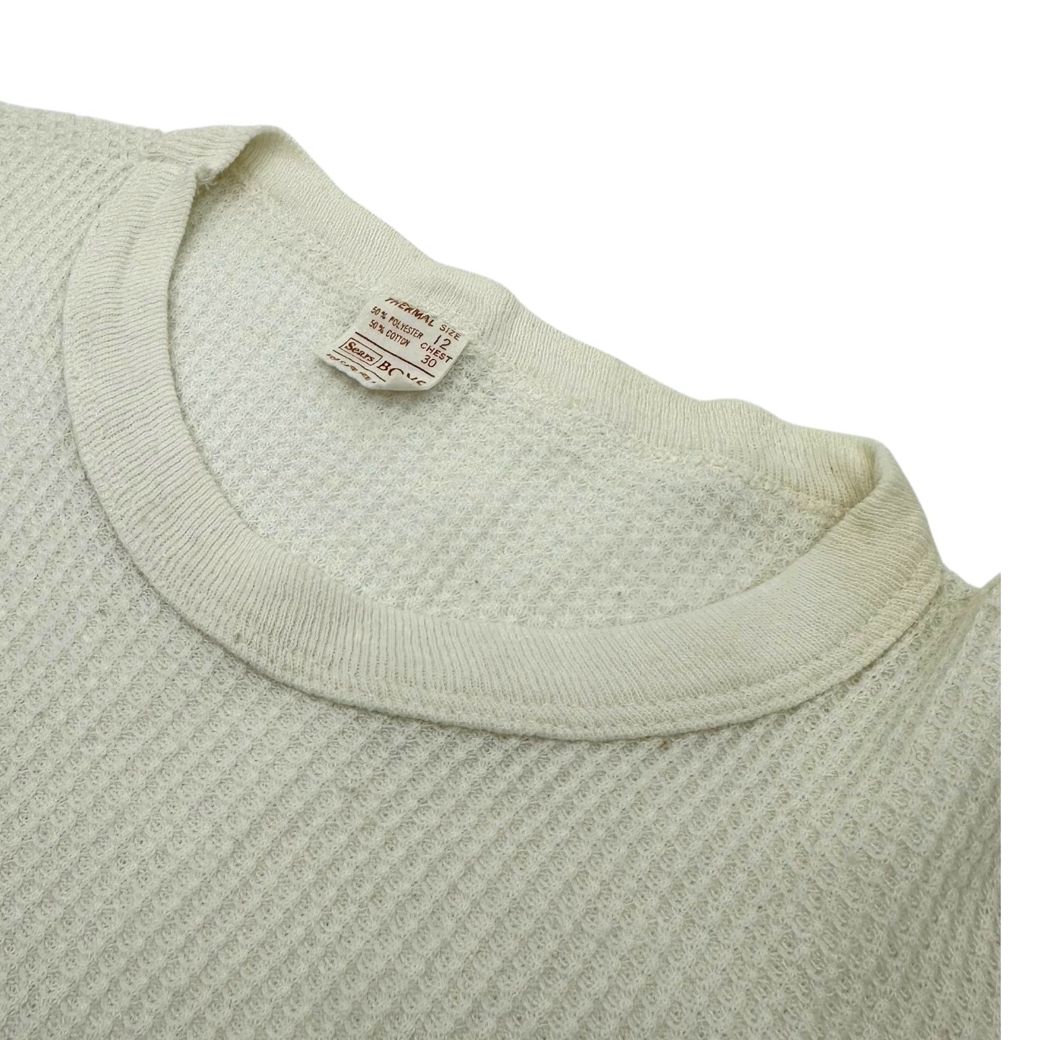 VINTAGE(ヴィンテージ) 90’ US vintage thermal cut and sew サーマルカットソー S~M程度/前身頃に若干のシミ有 ホワイト