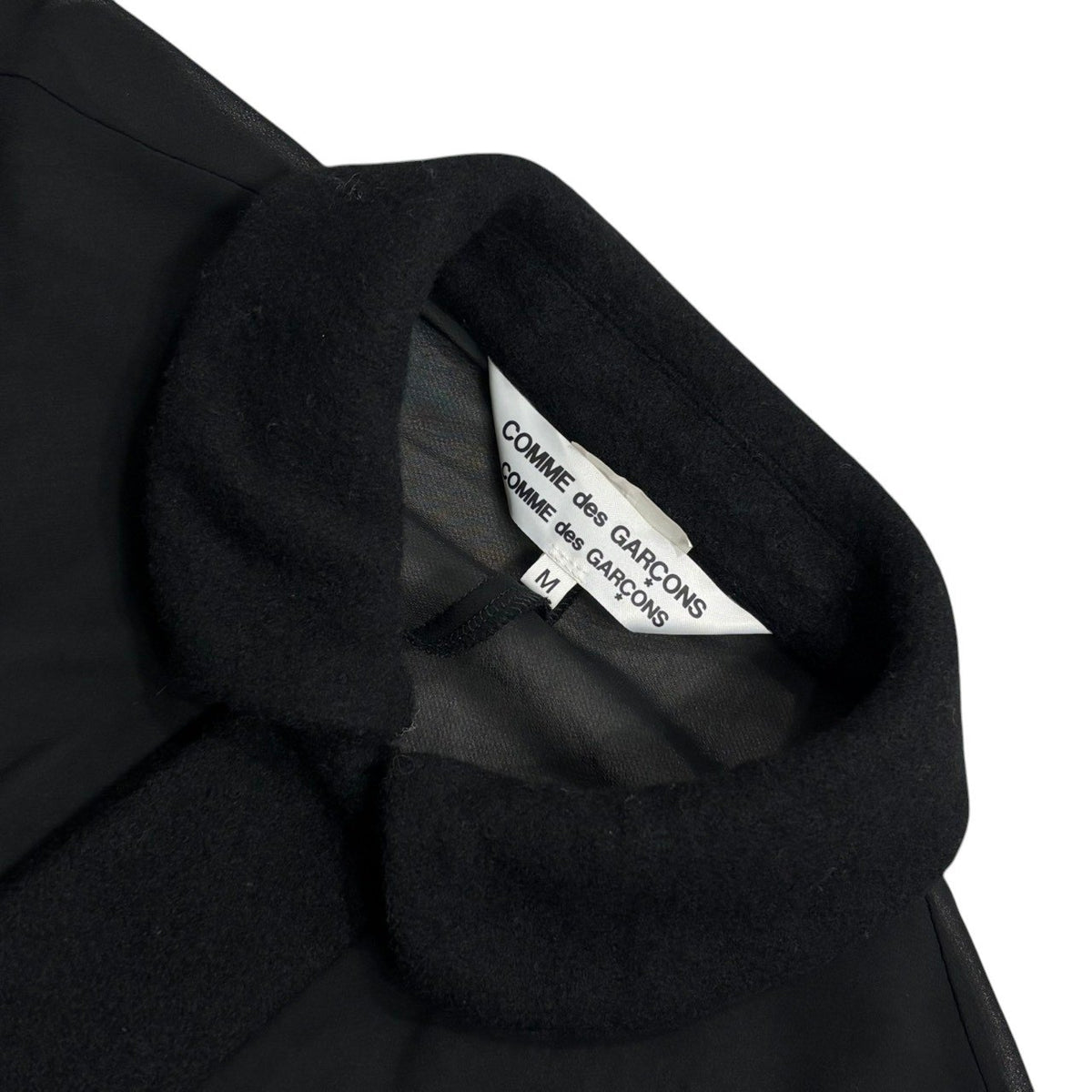COMME des GARCONS COMME des GARCONS(コムデギャルソンコムデギャルソン) 2009AW Sheer Panel Peter Pan Collar Long Sleeve Blouse 丸襟 シアー 切替 長袖 ブラウス RD-J024 M ブラック AD2009 製品洗い加工 襟 ウール縮絨