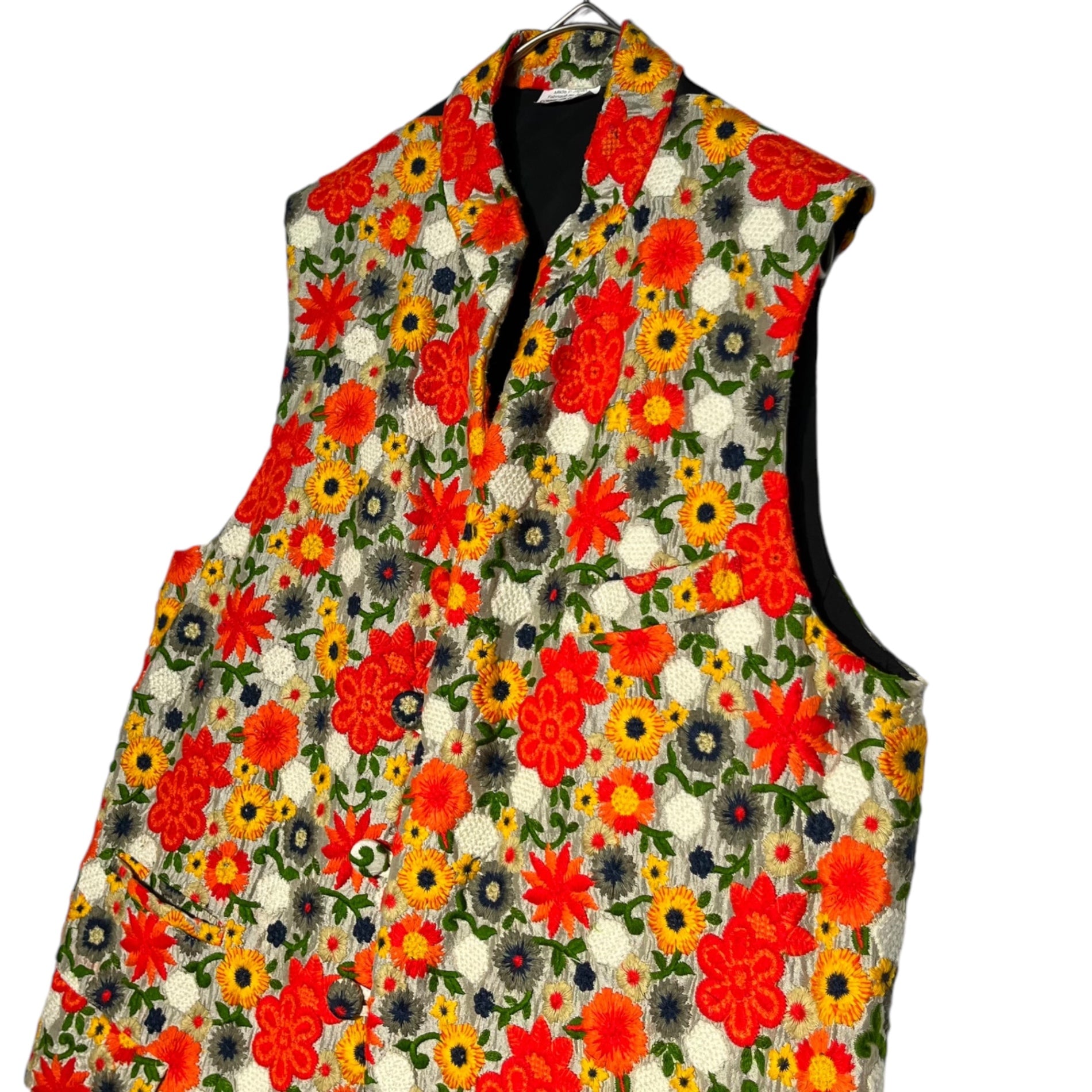 COMME des GARCONS HOMME PLUS(コムデギャルソンオムプリュス) 18SS flower embroidery vest 花 刺繍 ベスト コレクションアイテム PA-V001 S ベージュ×オレンジ AD2017 DISCO期