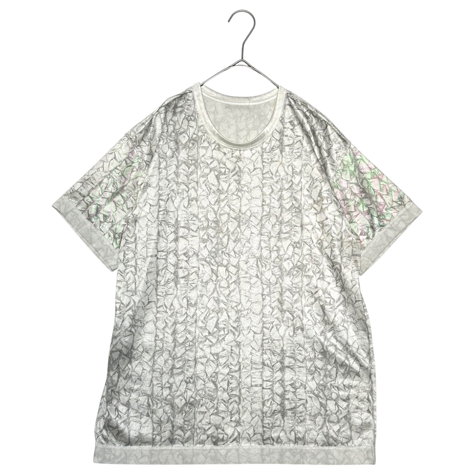 COMME des GARCONS HOMME PLUS(コムデギャルソンオムプリュス) Lined Ruffle Print Reversible Crew Neck T-Shirt 裏地 フリル プリント リバーシブル クルーネック Tシャツ FREE シルバー