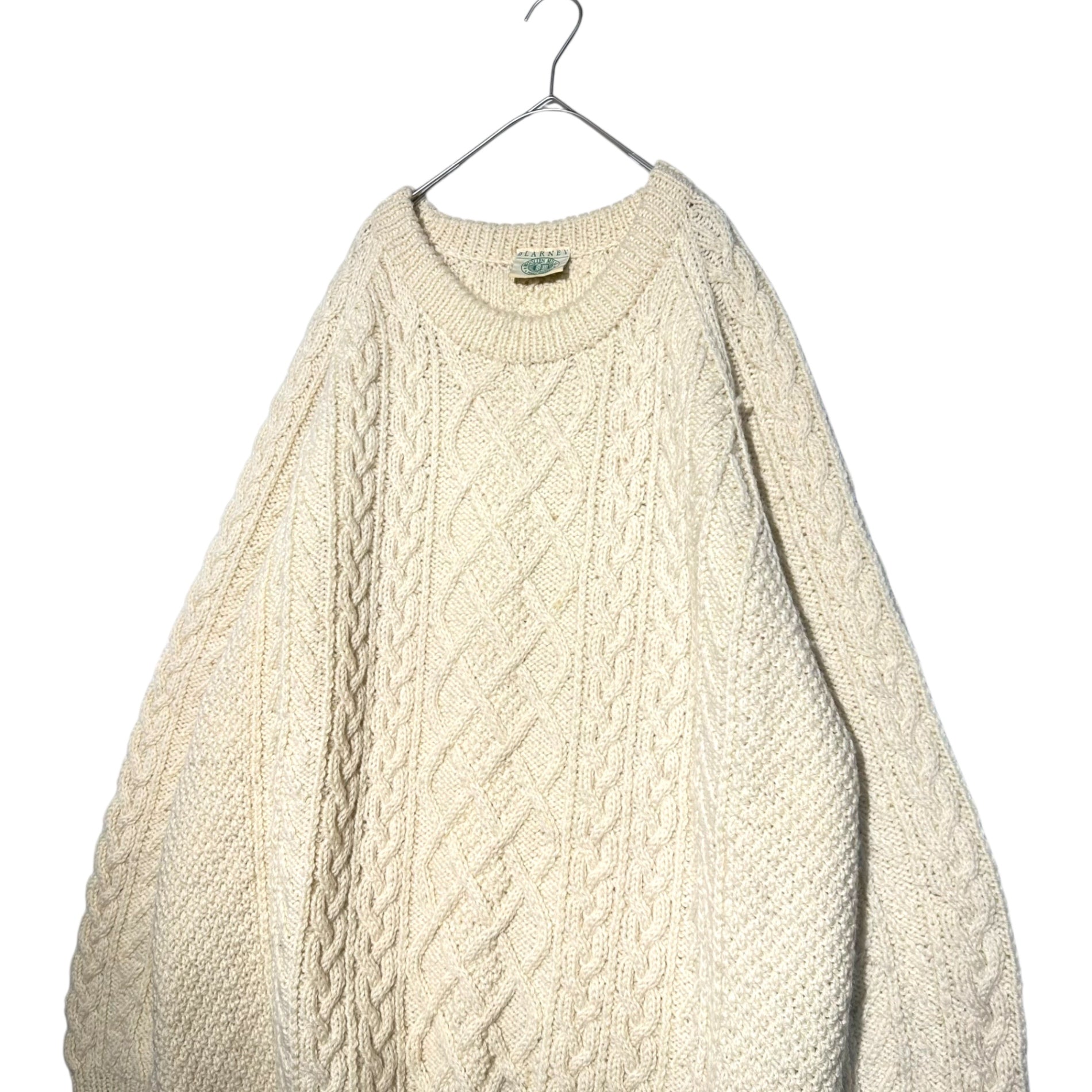 Blarney Woollen Mills(ブラ-ニー ウーレン ミルズ)  Vintage Fisherman Knit ヴィンテージ フィッシャーマン ニット XXL程度 アイボリー