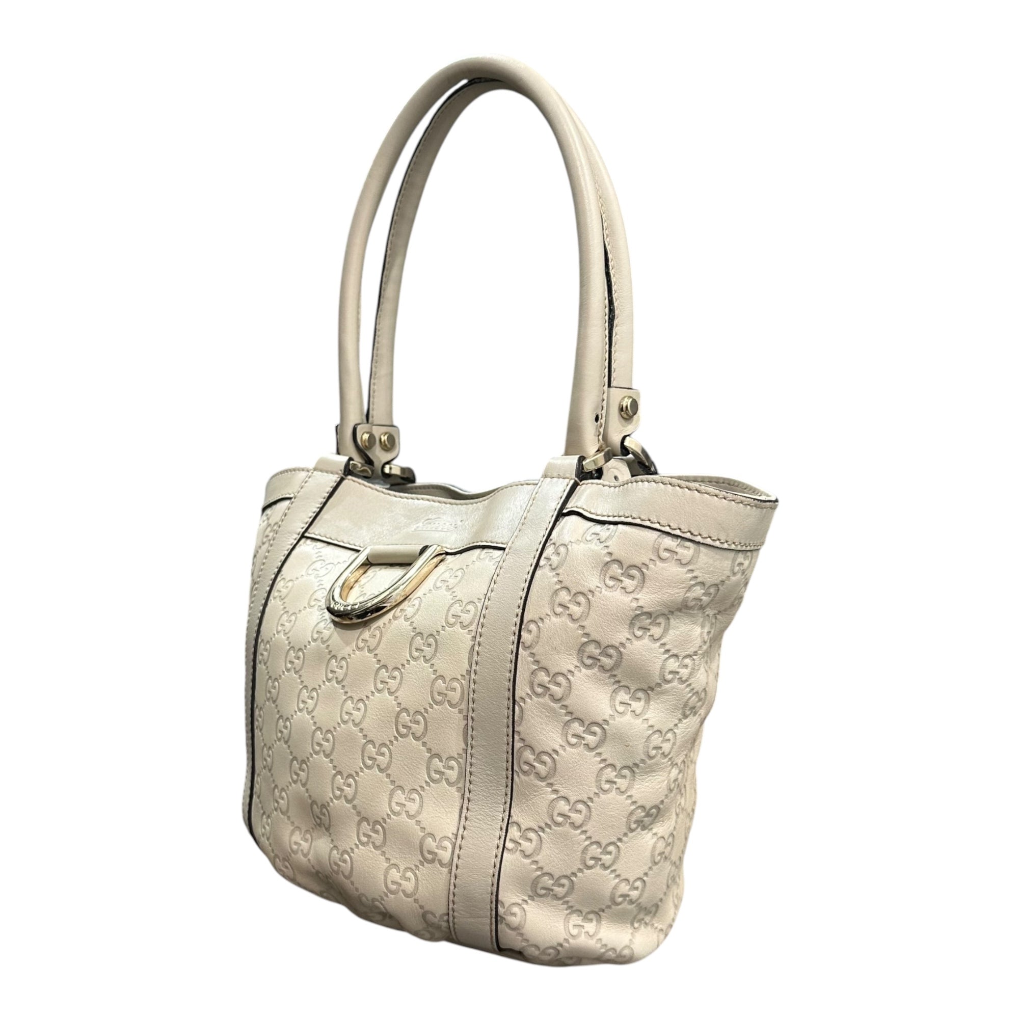 GUCCI(グッチ) Guccissima Abbey Tote グッチシマ アビー レザー トート バッグ 211983 ホワイト ハンド
