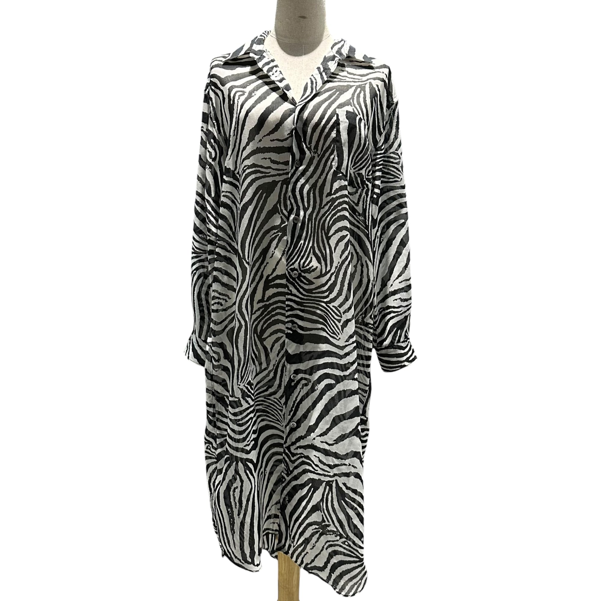 COMME des GARCONS JUNYA WATANABE(コムデギャルソンジュンヤワタナベ) 20AW Zebra Muslin Shirt Dress ゼブラ モスリン シャツ ドレス ワンピース JF-O014 S ホワイト×ブラック AD2020