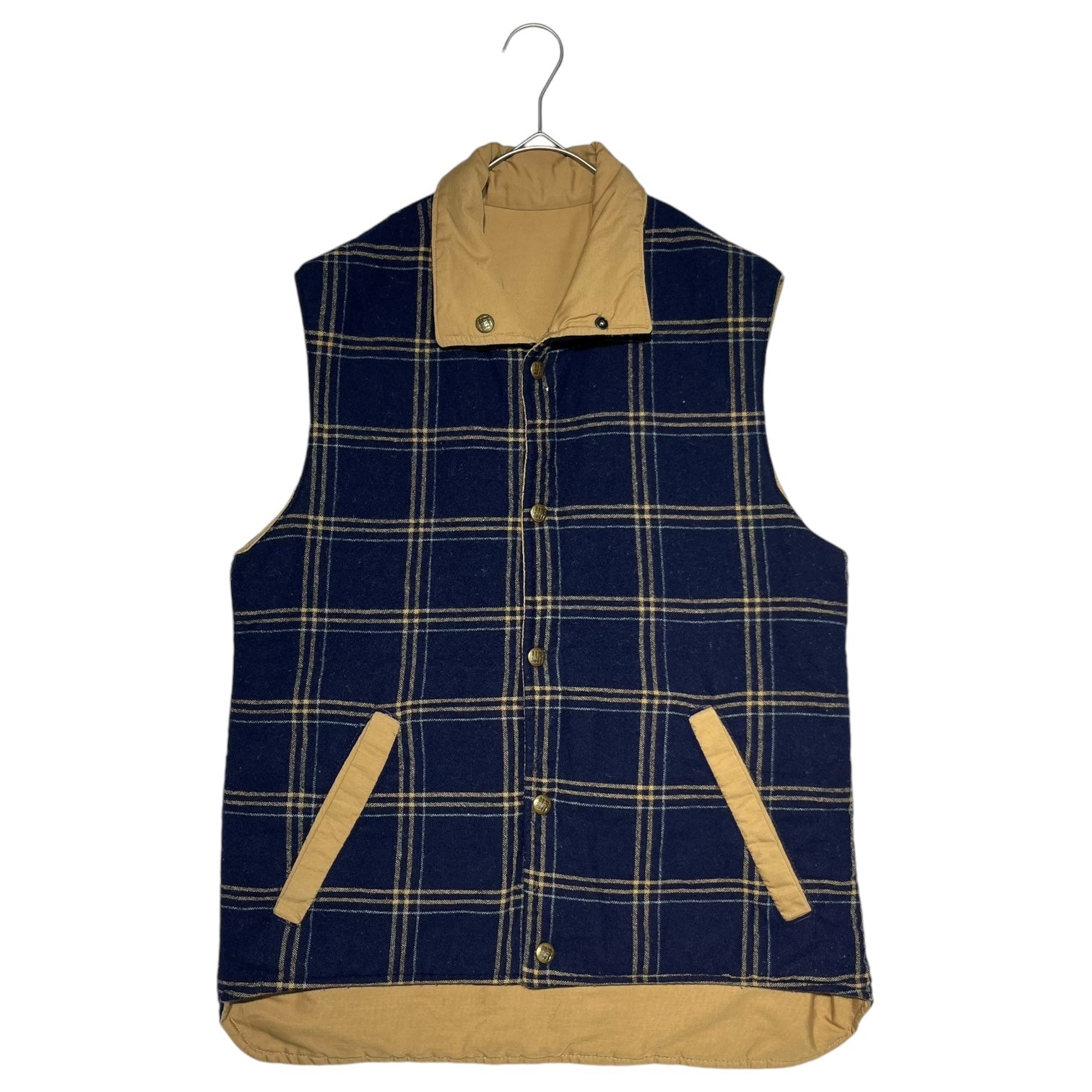 Columbia(コロンビア) 70's~80's  Reversible cotton wool vest リバーシブル コットン ウール ベスト M ベージュ×ネイビー 70年代～80年代 ヴィンテージ イエローストーンタグ