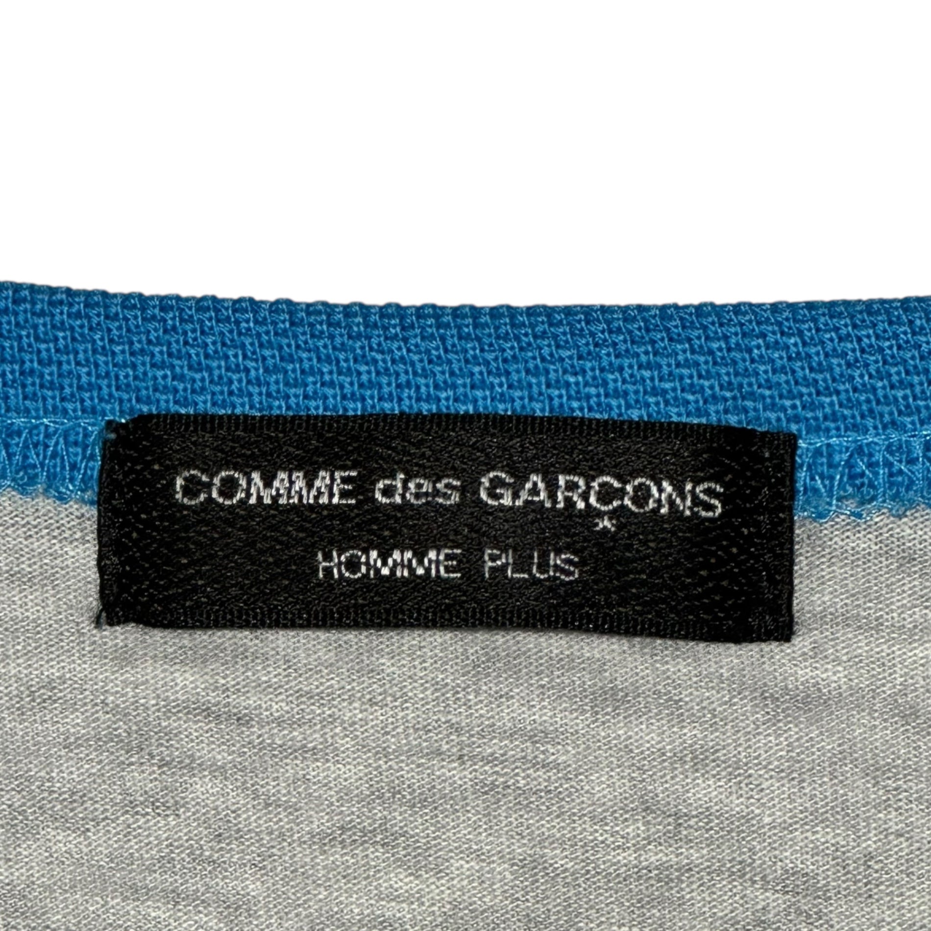 COMME des GARCONS HOMME PLUS(コムデギャルソンオムプリュス) Mesh-Switched Crew Neck Long-Sleeved Cut & Sewn メッシュ切替 クルーネック 長袖 カットソー PE-T030 FREE グレー×ブルー