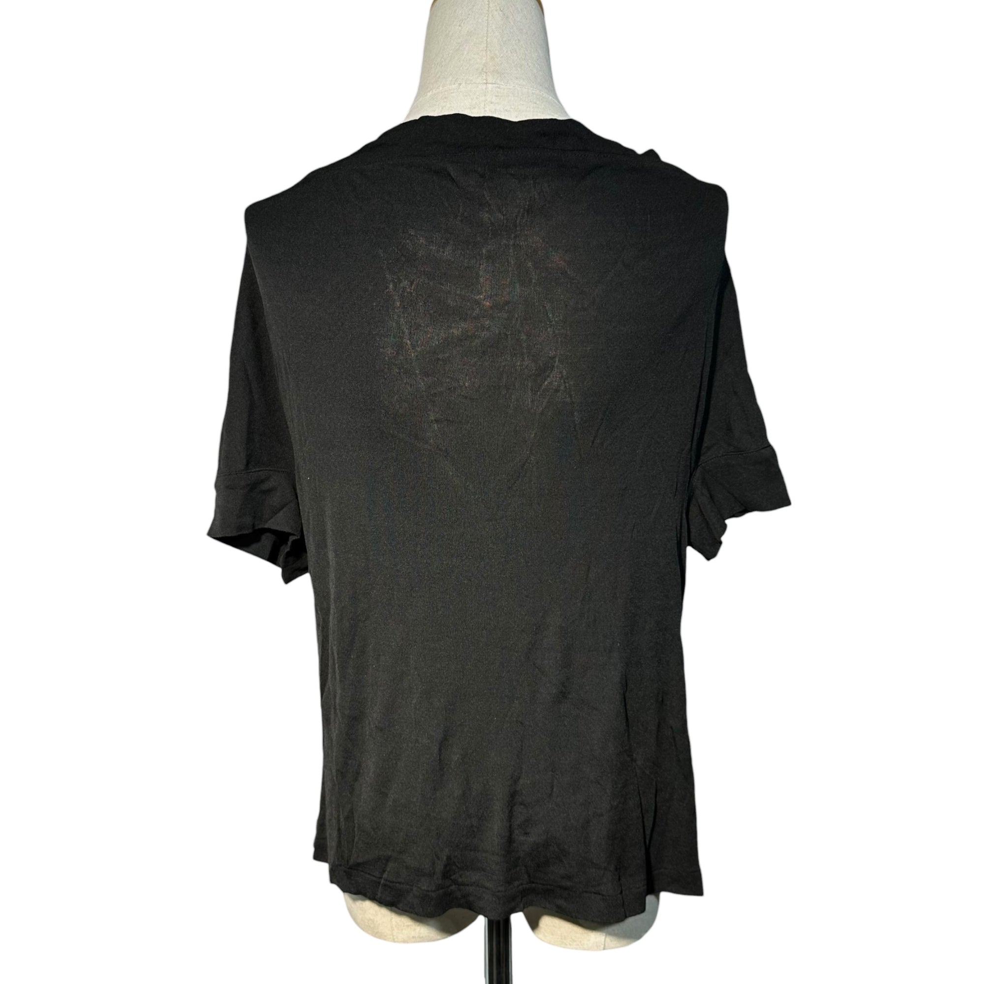 YOHJI YAMAMOTO+NOIR(ヨウジヤマモトプリュスノアール) All Silk S/S Blouse オール シルク 半袖 ブラウス NY-T02-430 3 ブラック