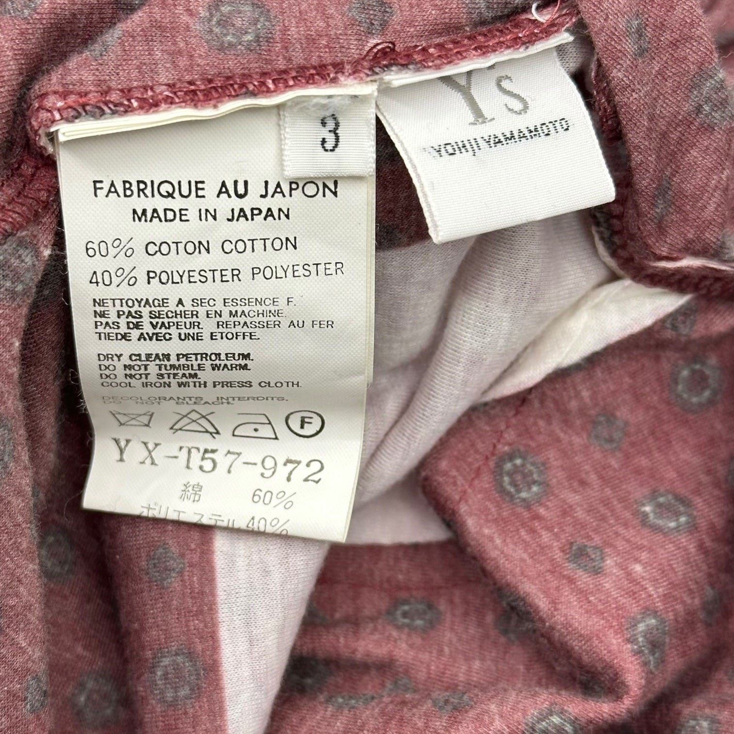 Y's(ワイズ) Inside-Out Gathered Skirt with Small Pattern インサイドアウト 小紋柄 ギャザー スカート YX-T57-972 3 レッド