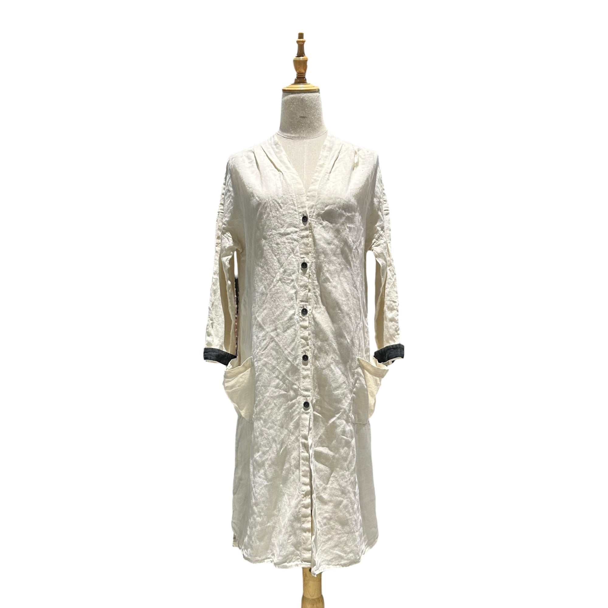 MAGALI(マガリ) 100% Linen Front-Button Dress 100％ リネン フロントボタン ワンピース FREE アイボリー