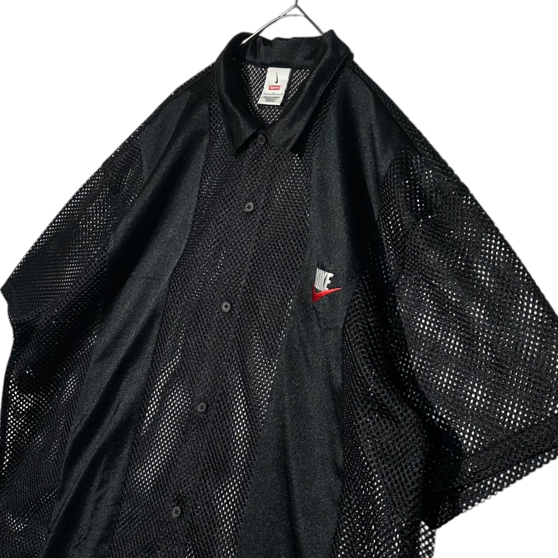 SUPREME×NIKE(シュプリーム×ナイキ) 24SS Mesh S/S Shirt "Black" メッシュ 半袖 シャツ FQ0346-010 L ブラック コラボ