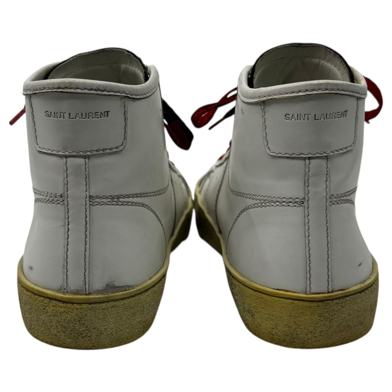 Saint Laurent(サンローラン) 16SS By Hedi Slimane Studded Leather High-Top Sneakers エディ期 スタッズ レザー ハイカット スニーカー VU420005 40 1/2(26cm程度) ホワイト 汚れ加工