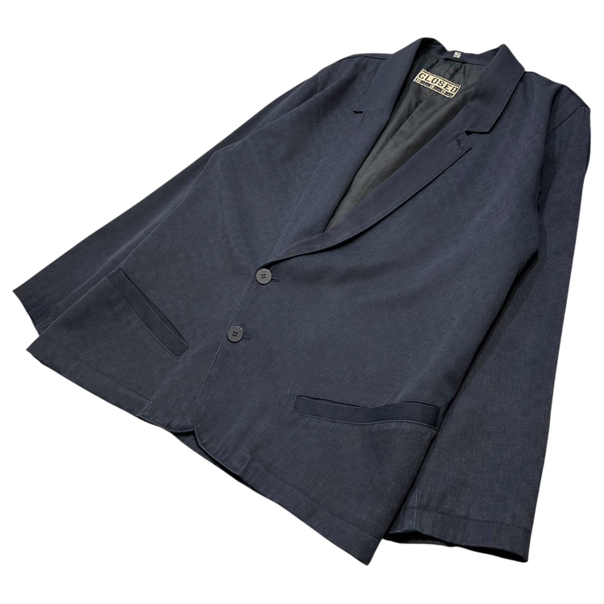 CLOSED(クローズド) 1980's ITALY MADE Shadow Block Check Blazer シャドー ブロック チェック テーラード ジャケット 32(L程度) ネイビー 80年代 MARITHE FRANCOIS GIRBAUD前身ブランド