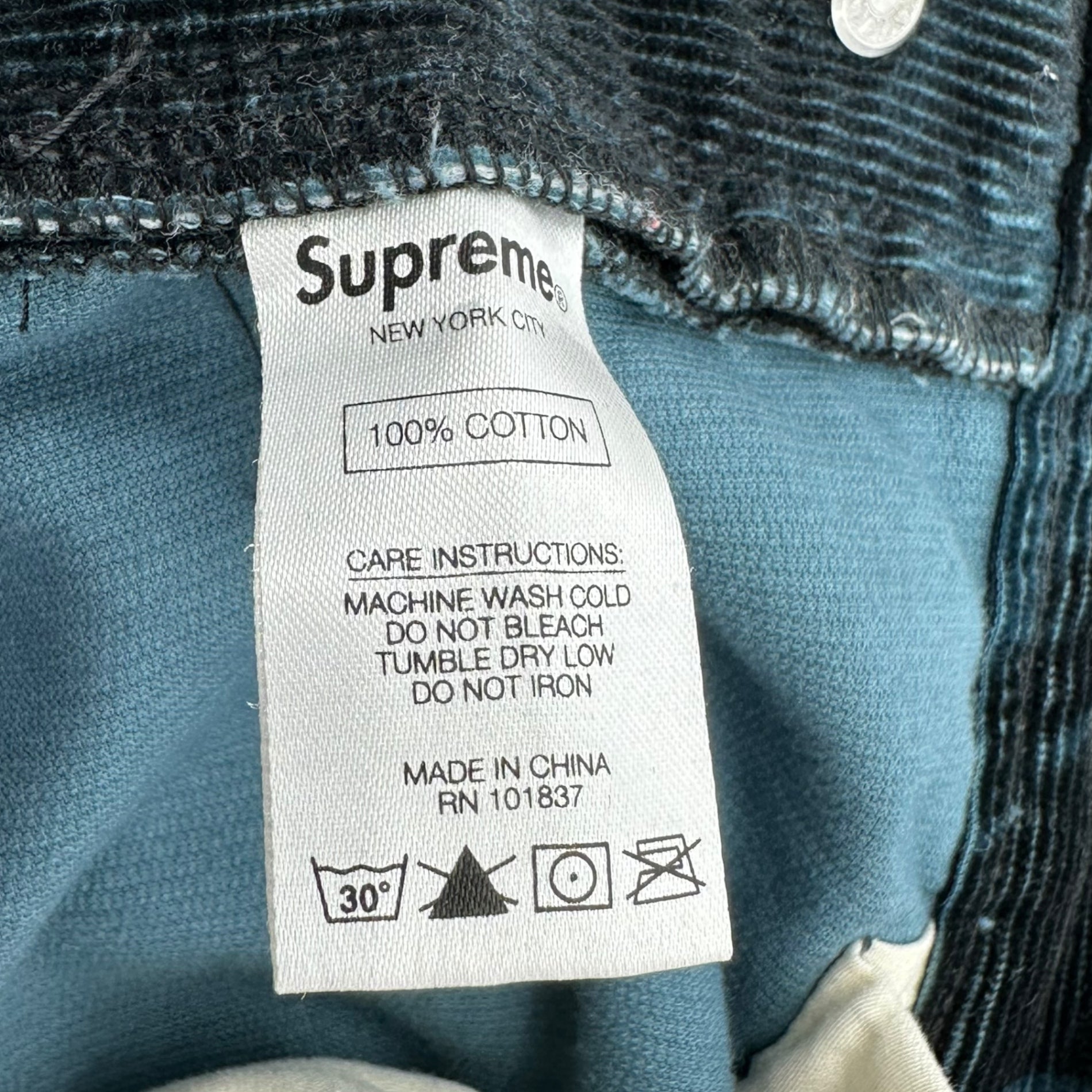 SUPREME(シュプリーム) 18SS Vibrations Corduroy Pants バイブレーション コーデュロイ パンツ 32 ブルー×ブラック