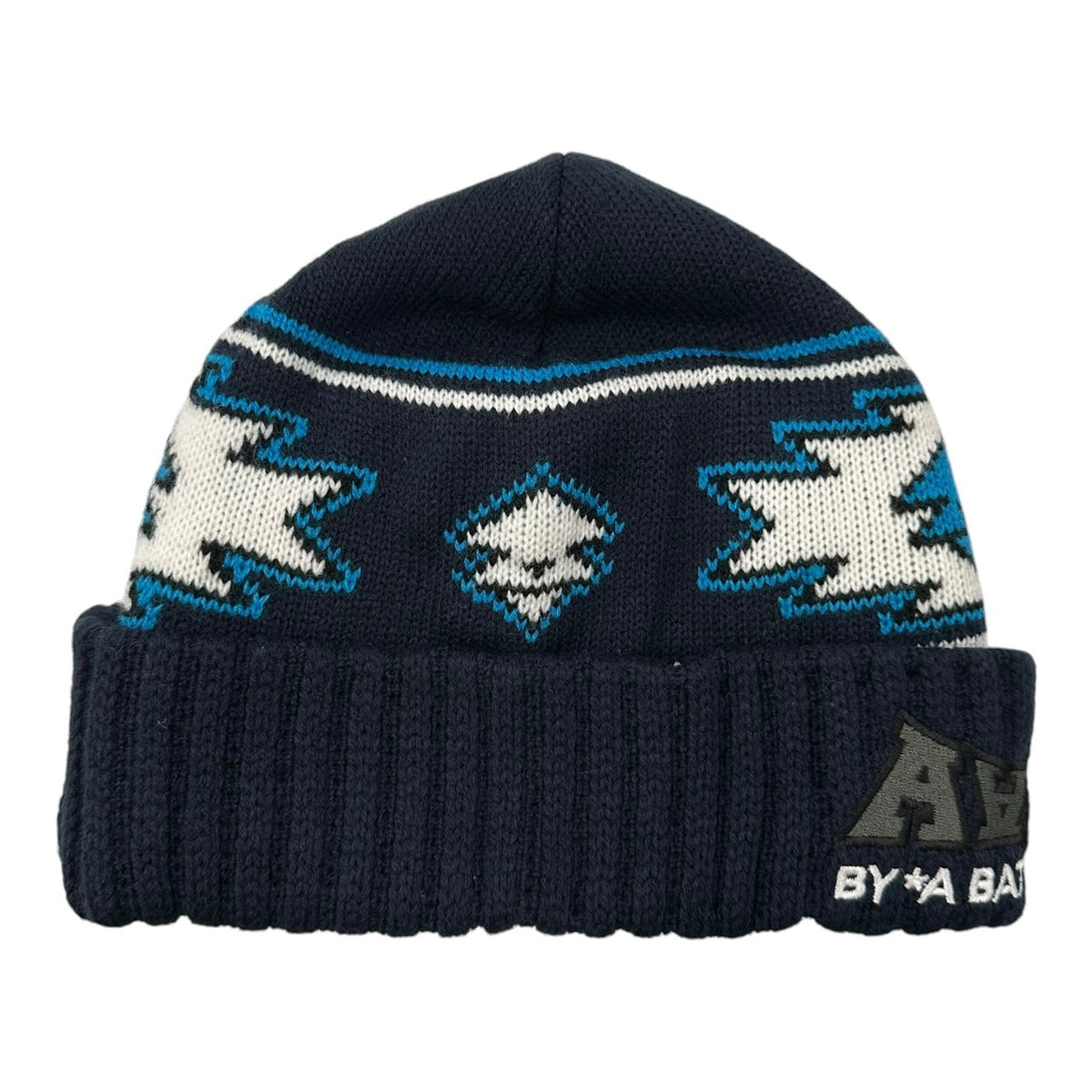 Aape(エーエイプ) Monkey Ortega-Pattern Knit Cap 猿 オルテガ調 ニット キャップ ネイビー