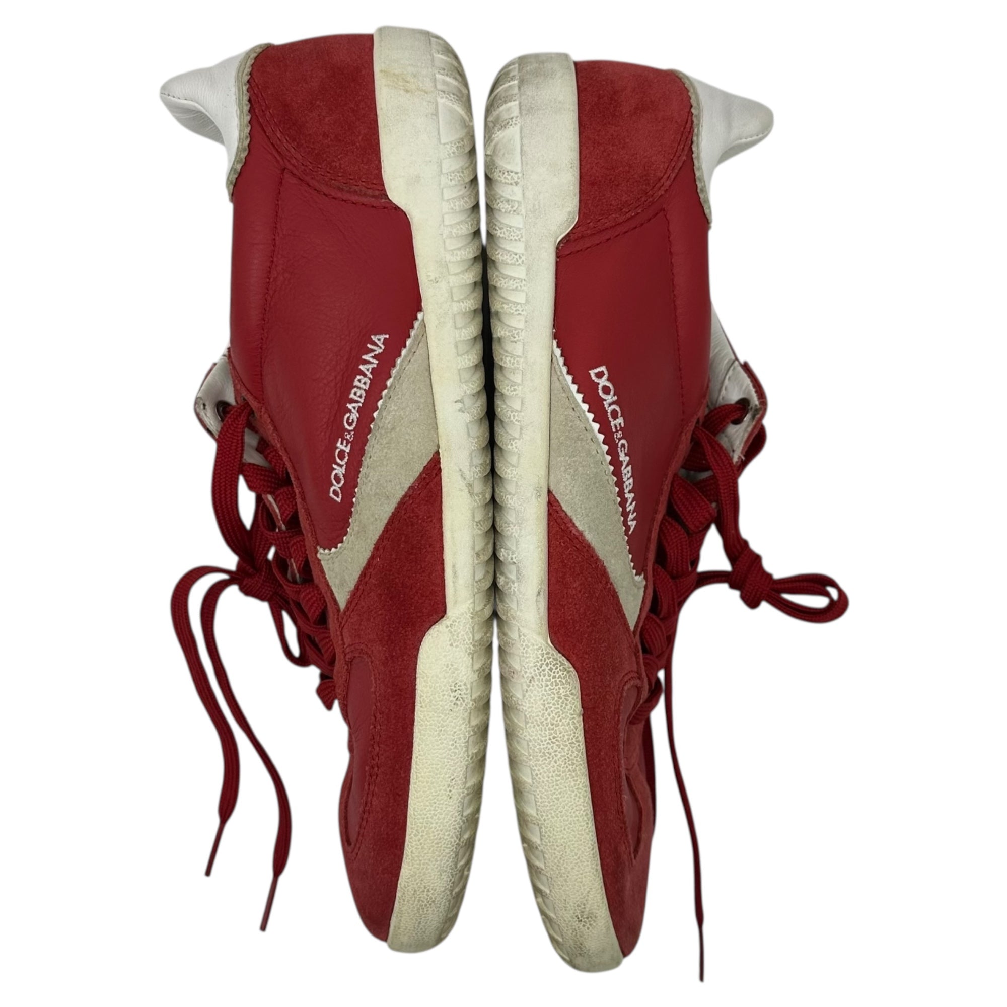 DOLCE&GABBANA(ドルチェ&ガッバーナドルガバ) Suede Leather Low-Cut Sneakers スウェード レザー ローカット スニーカー 7.5(26.5cm程度) レッド×ホワイト