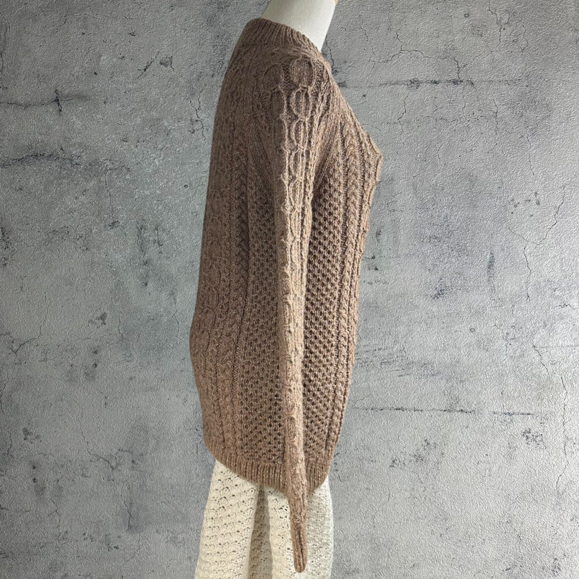 VINTAGE(ヴィンテージ) 90's~ cable knit ケーブル編みニット Mサイズ程度 ブラウン