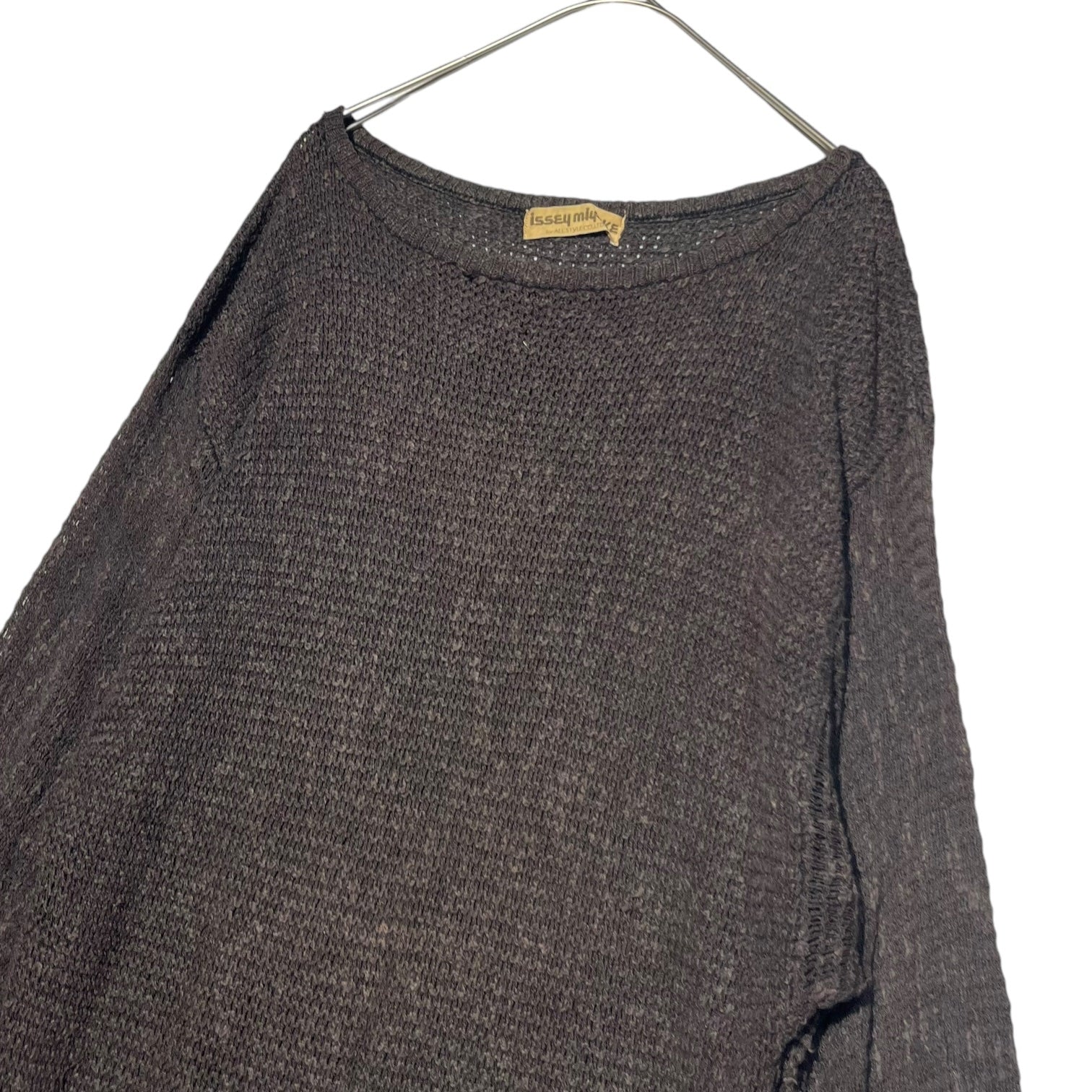 ISSEY MIYAKE(イッセイミヤケ) 70’S Linen blend cotton rayon knit pullover 70年代 リネン混 コットン レーヨン ニット プルオーバー ALL STYLEタグ FREE ブラウン 本人期 稀少品 アーカイヴ