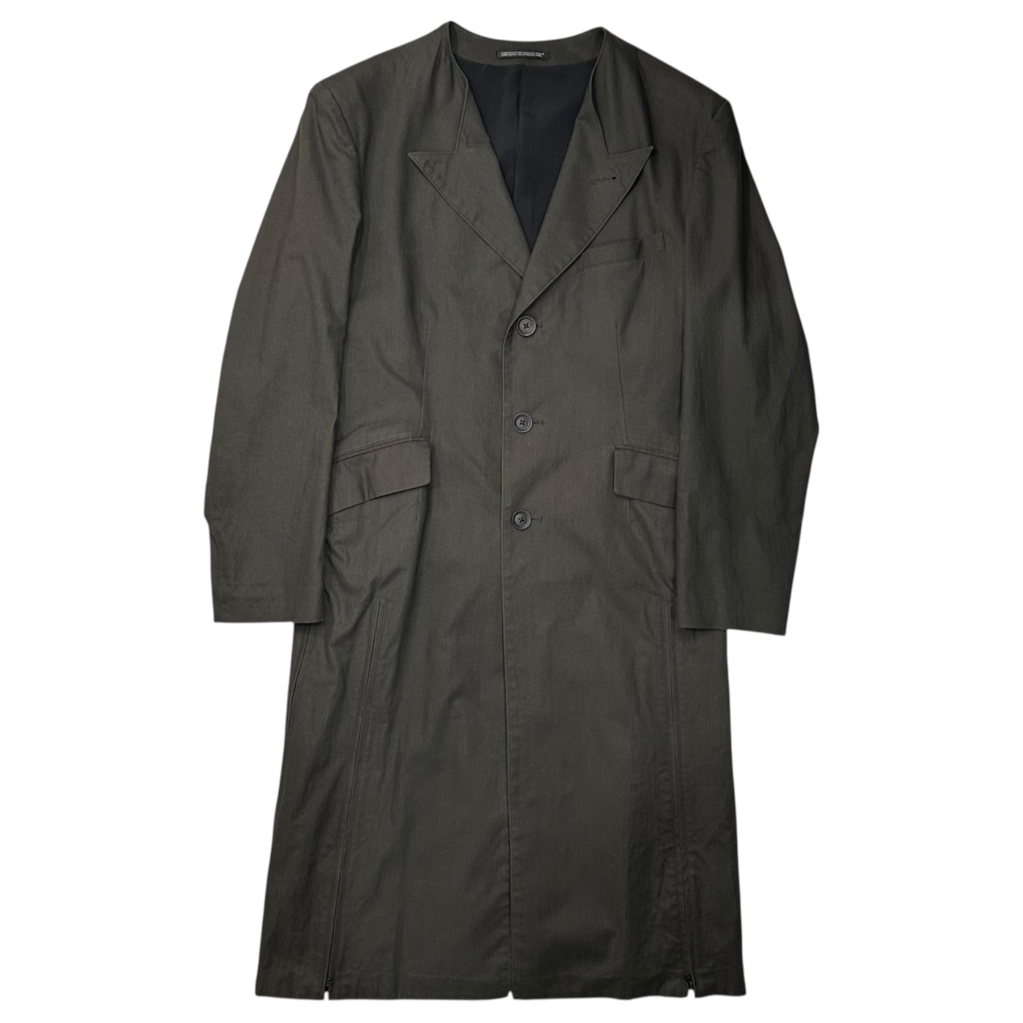 YOHJI YAMAMOTO POUR HOMME(ヨウジヤマモトプールオム) 20SS Yuka Asakura Back-Print Multi-Zip Long Jacket 朝倉優佳 バックプリント 多ジップ ロング ジャケット コート  HN-J55-018 2(M程度) ブラック 2020SSコレクション LOOK4