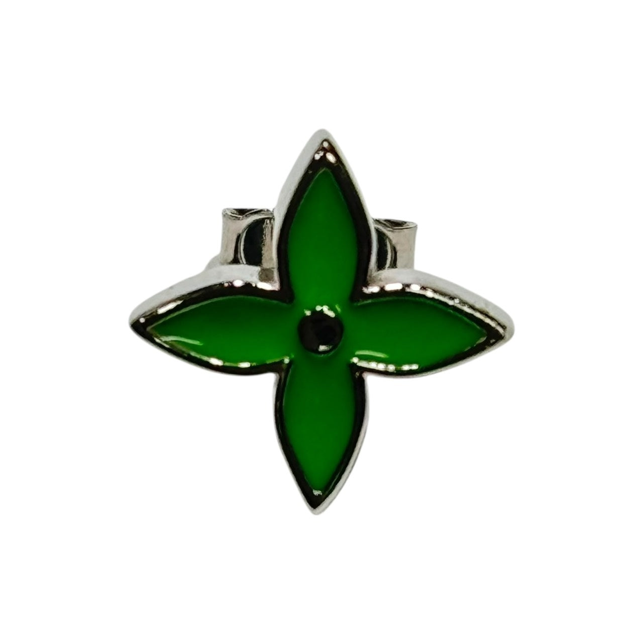 LOUIS VUITTON(ルイヴィトン) Bookle Monogram Party Earrings ブックル モノグラム パーティー ピアス 型番：MP3283 製造番号：AK0222 グリーン×シルバー 片方のみ