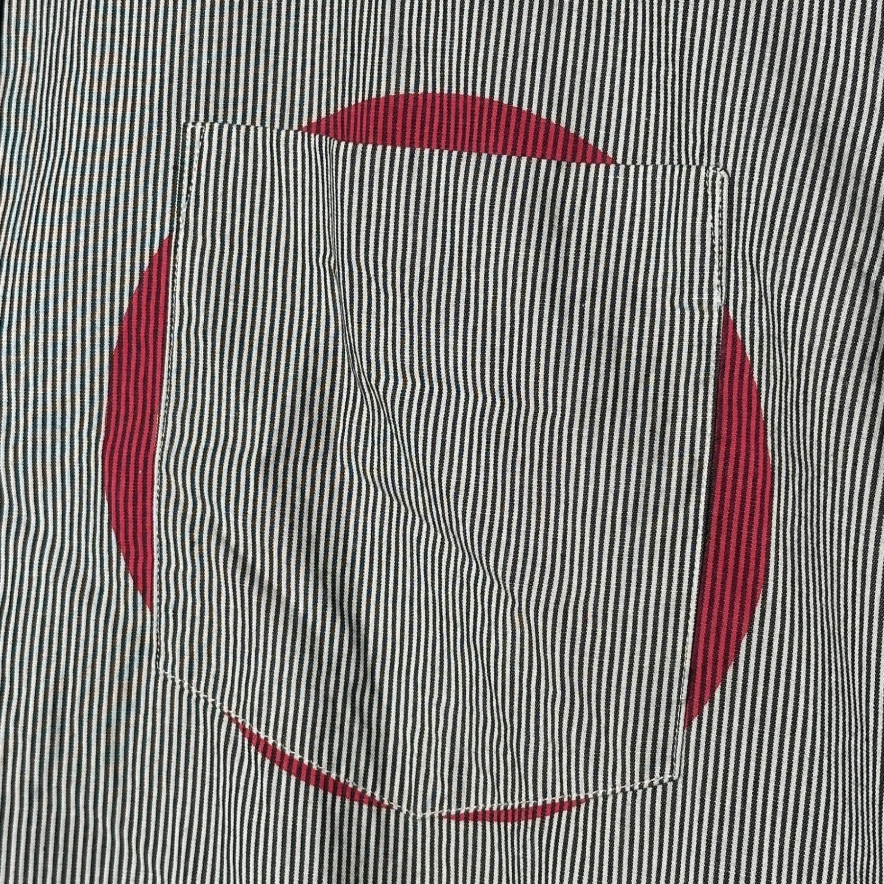 assemble a.k.a AFFA(アッセンブルエーケーエーエーエフエフエー) Striped Round-Neck L/S Shirt ストライプ 丸襟 長袖 シャツ AFH4401-1 M グレー×ホワイト×レッド