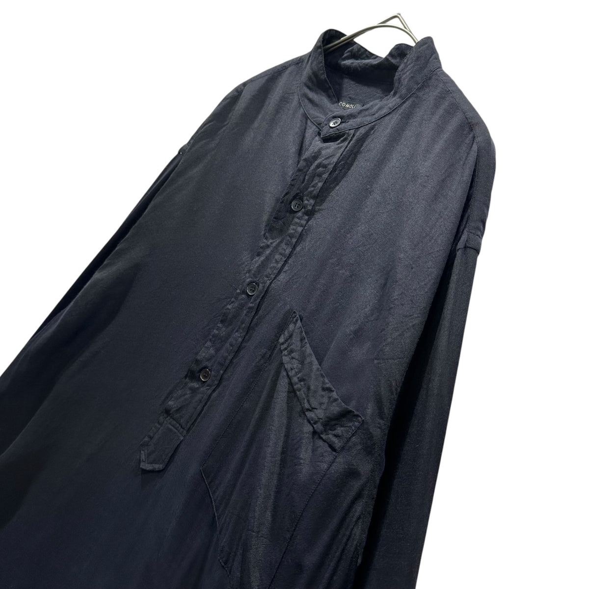COMOLI(コモリ) 2023SS Wool silk pullover shirt ウール シルク プルオーバー シャツ X01-02016 2 ネイビー バンドカラー プルオーバータイプ