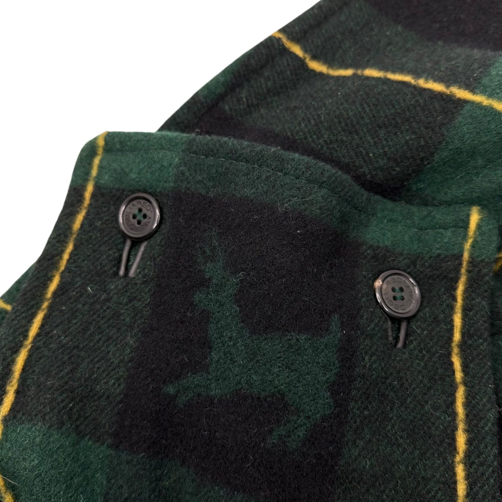 DSQUARED2(ディースクエアード) Wide ribbed short length check blouson with detachable wool scarf 取り外し可能 ウール マフラー 付属 ワイド リブ ショート丈 チェック ブルゾン 72 K026 40(L) グリーン